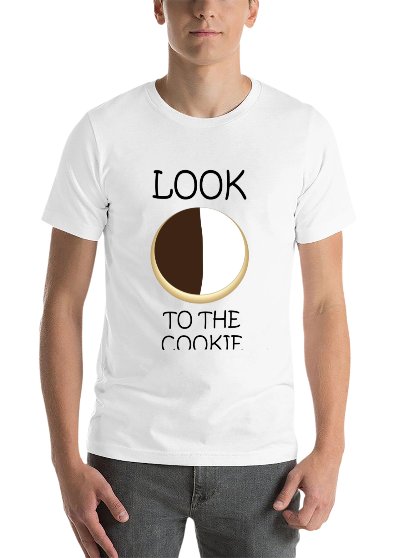 Black Look to the Cookie T-Shirt - Black & White Cookie Design view 14