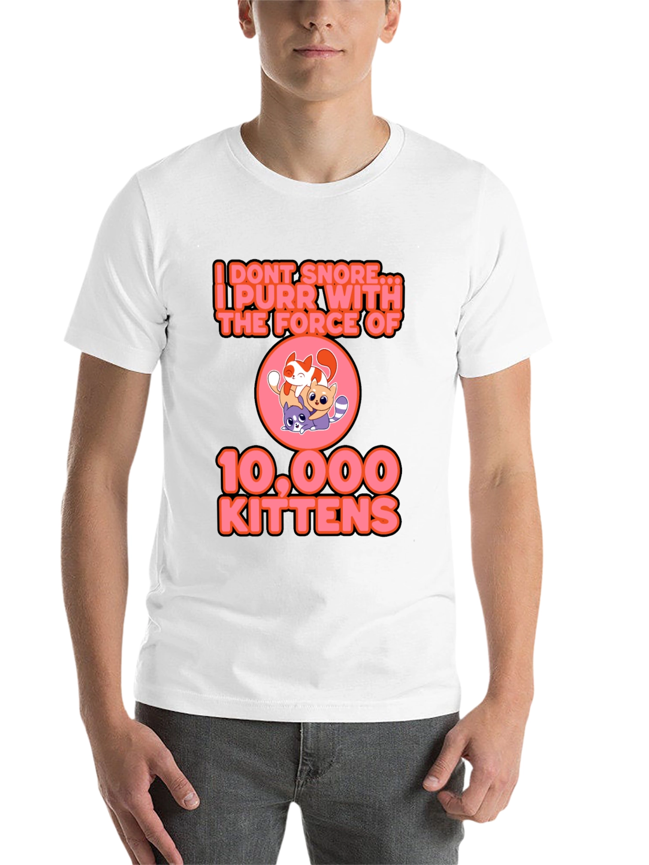 Black I Purr With The Force Of 10,000 Kittens Black T-Shirt view 14