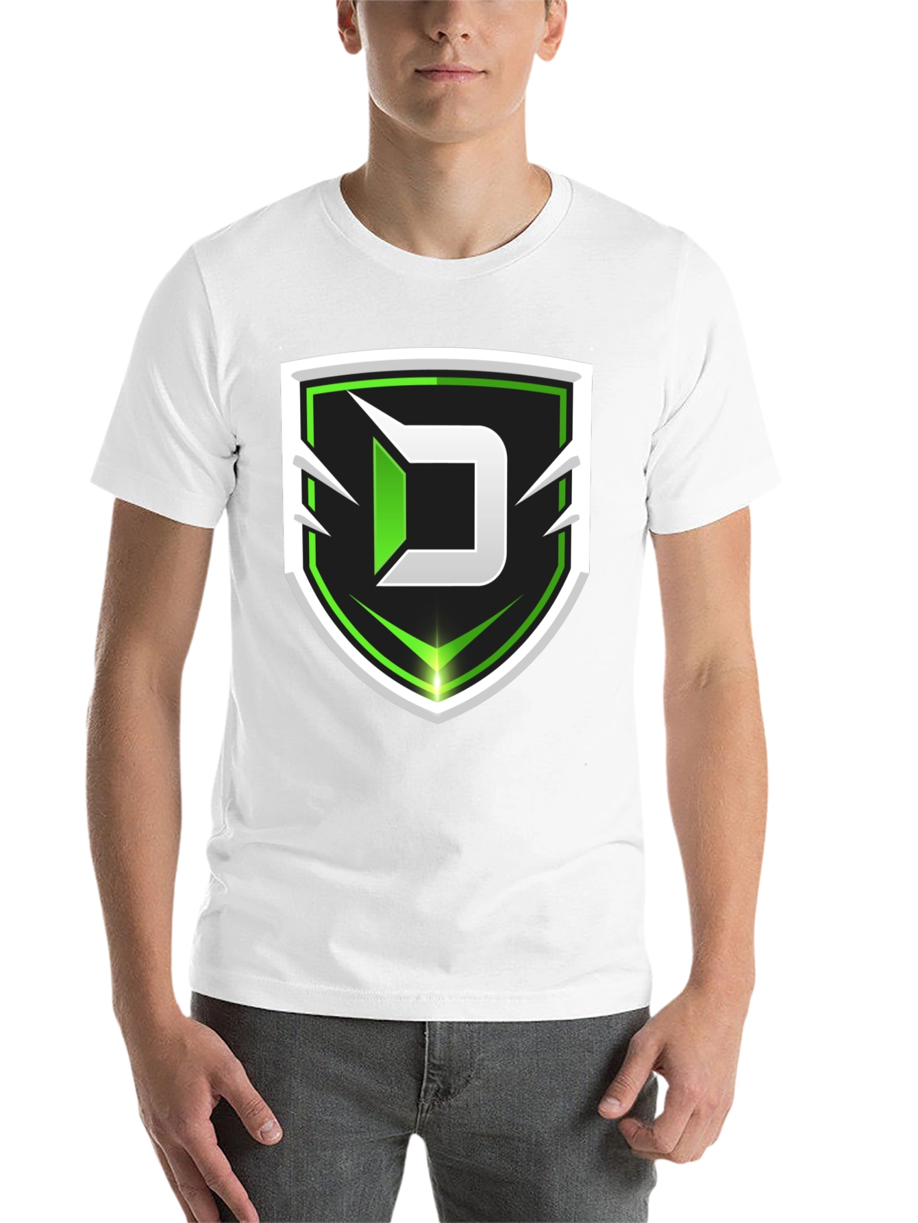 Black Tee with Green D Shield Logo - 14