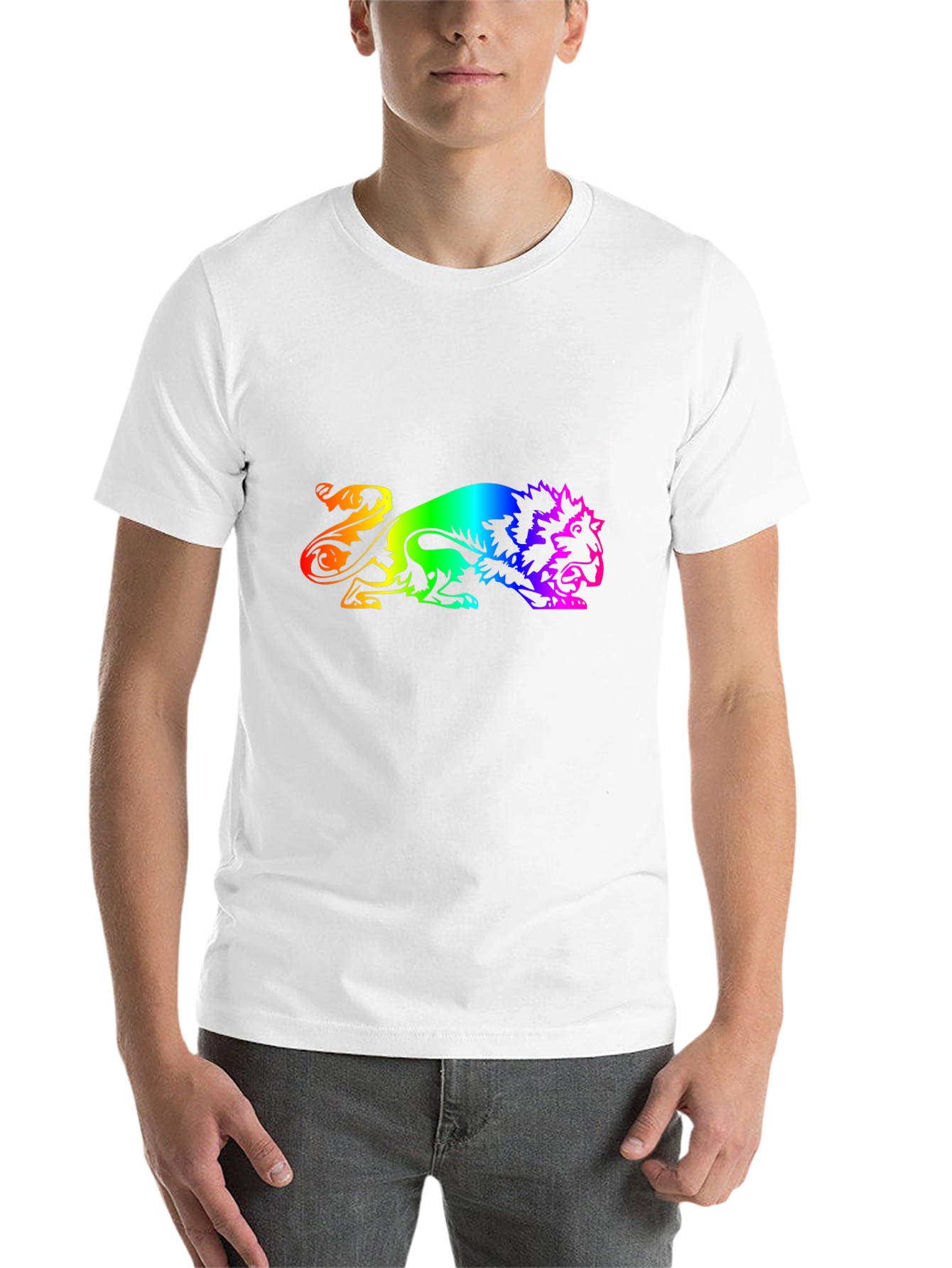 Black Rainbow Lion Graphic Black T-Shirt view 14