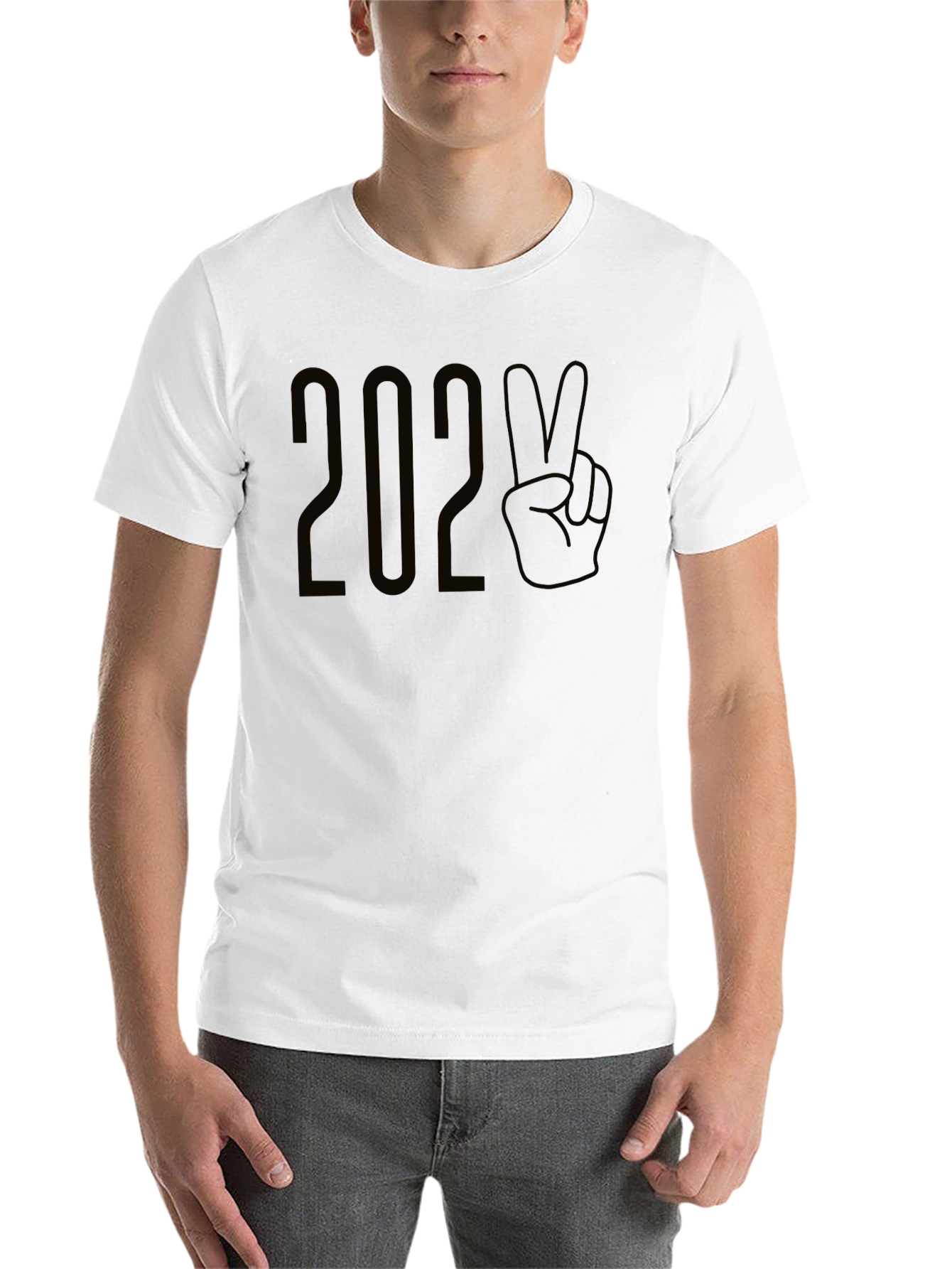 Black 2020 Peace Hand T-Shirt | Casual Fashion Top view 14