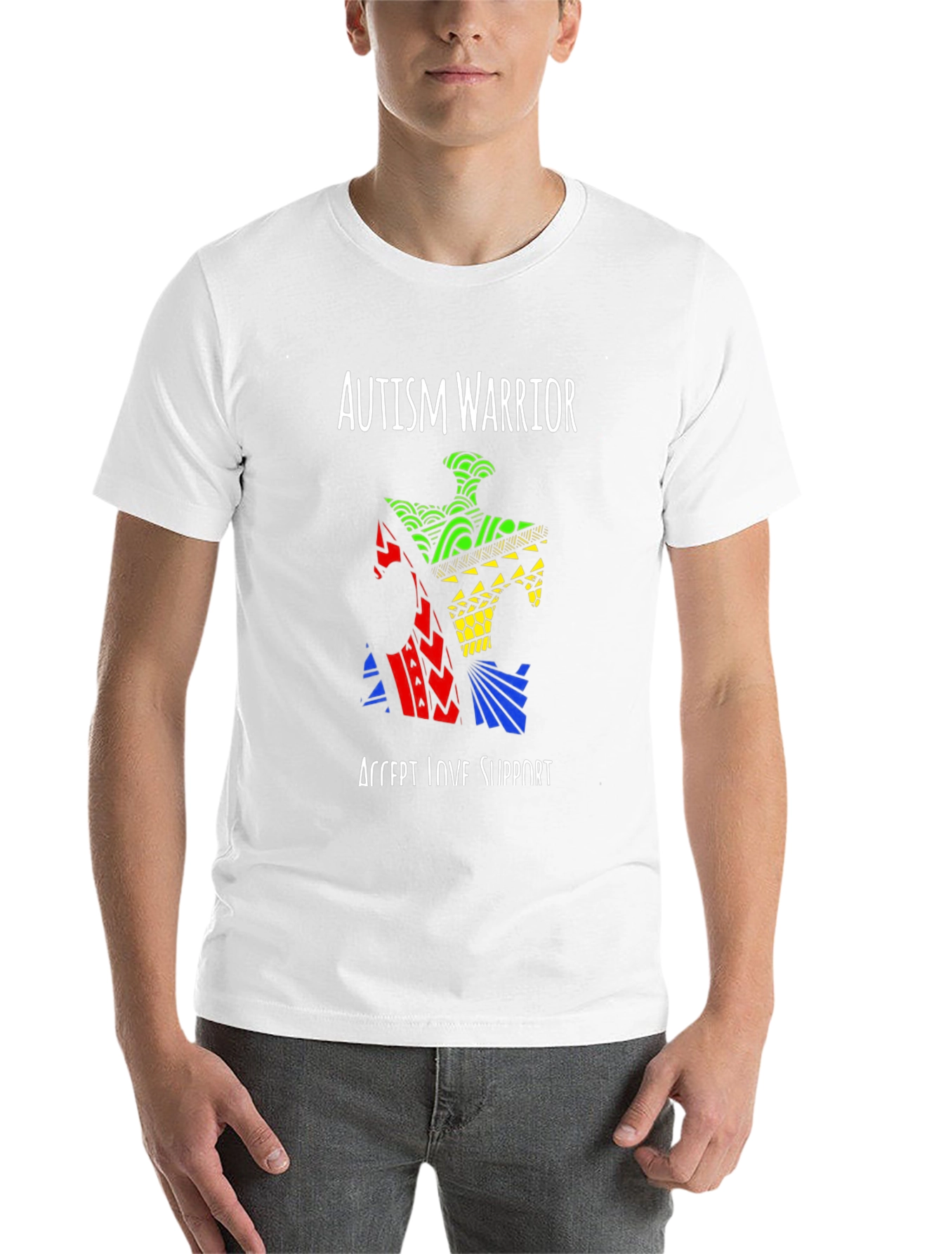 Black Autism Warrior Puzzle Piece T-Shirt view 14