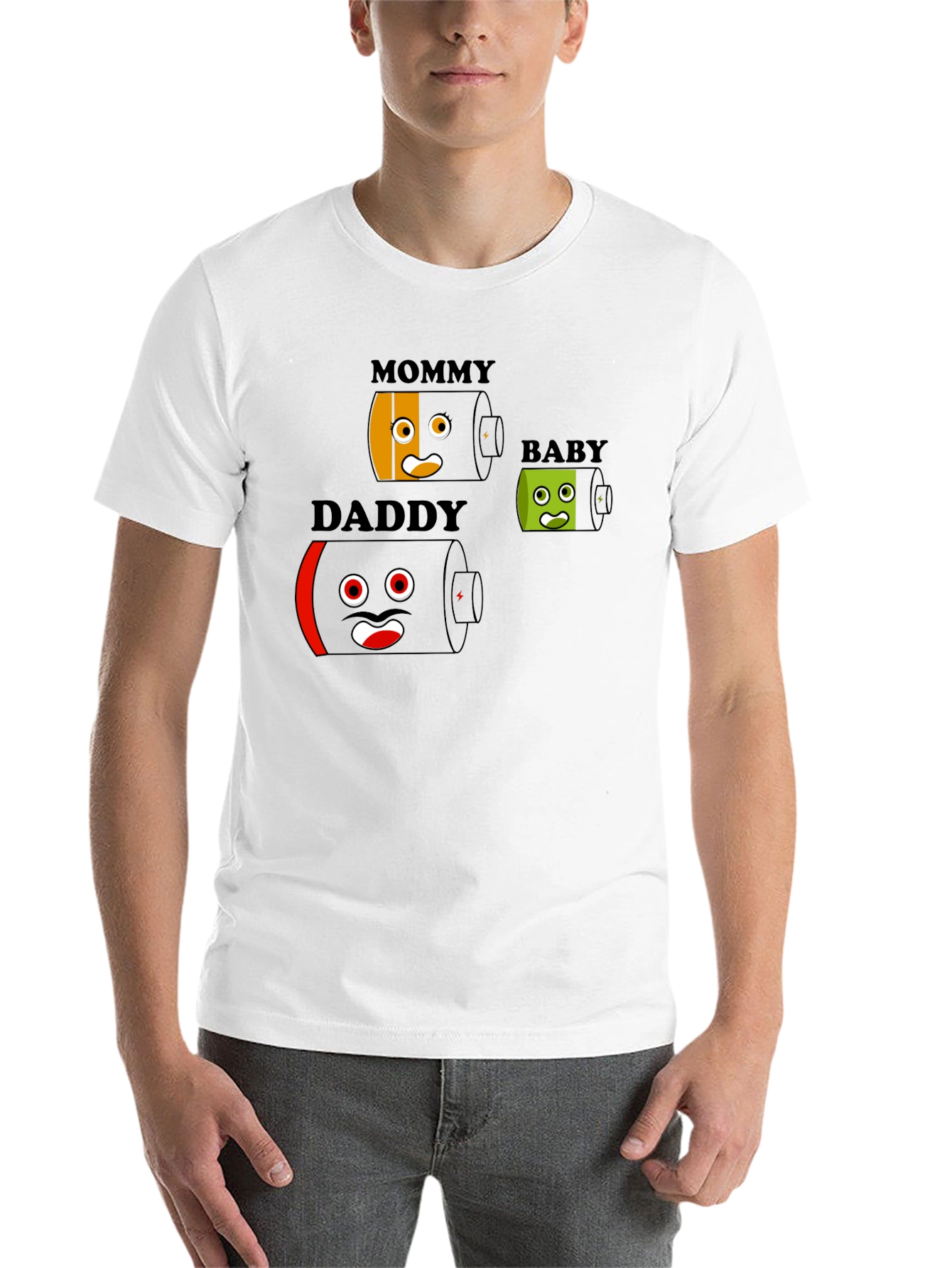Black Battery Family T-Shirt - Mommy Daddy Baby - Funny Graphic Tee view 14