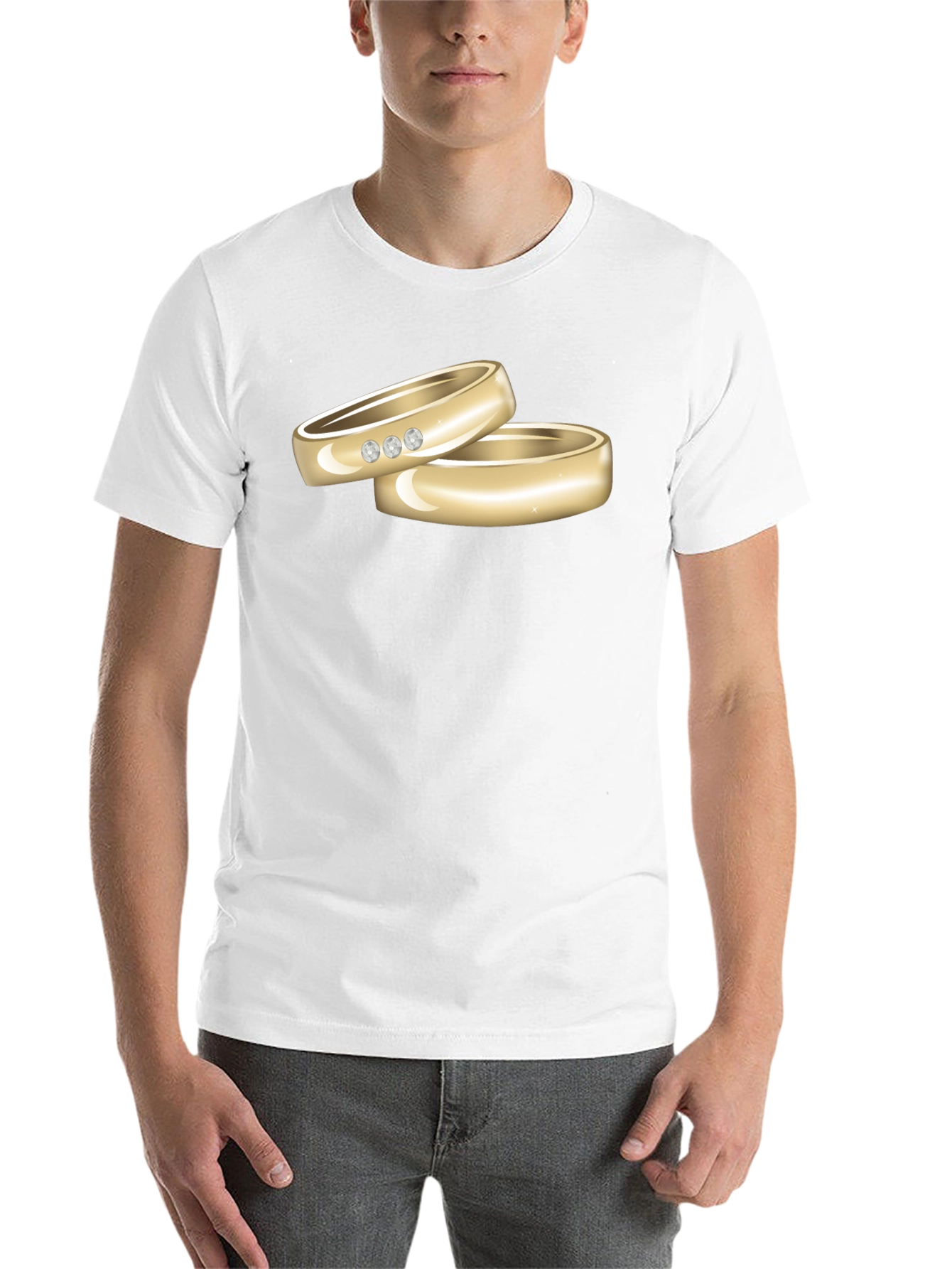 Black Wedding Rings Graphic Tee - Stylish Black T-Shirt view 14