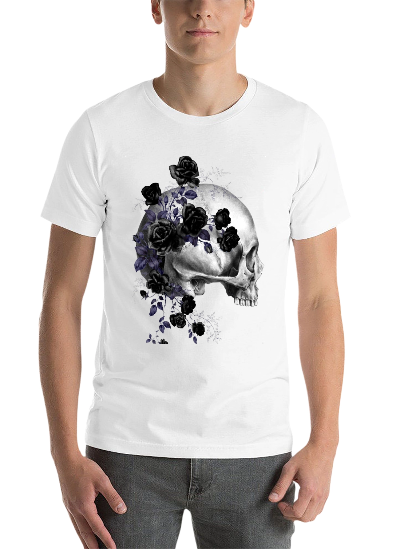 Black Skull and Roses Graphic T-Shirt view 14