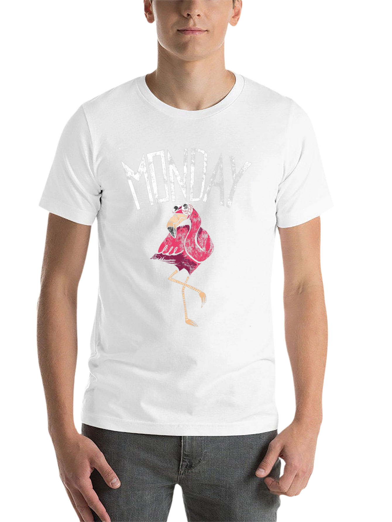 Black Funny Monday Flamingo Graphic T-Shirt - Black view 14