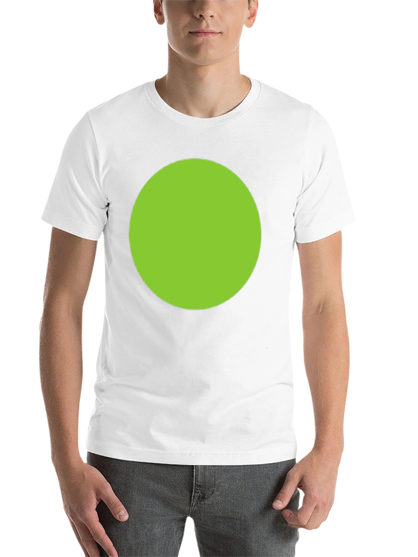 Black Men's Black T-Shirt with Green Circle Design view 14