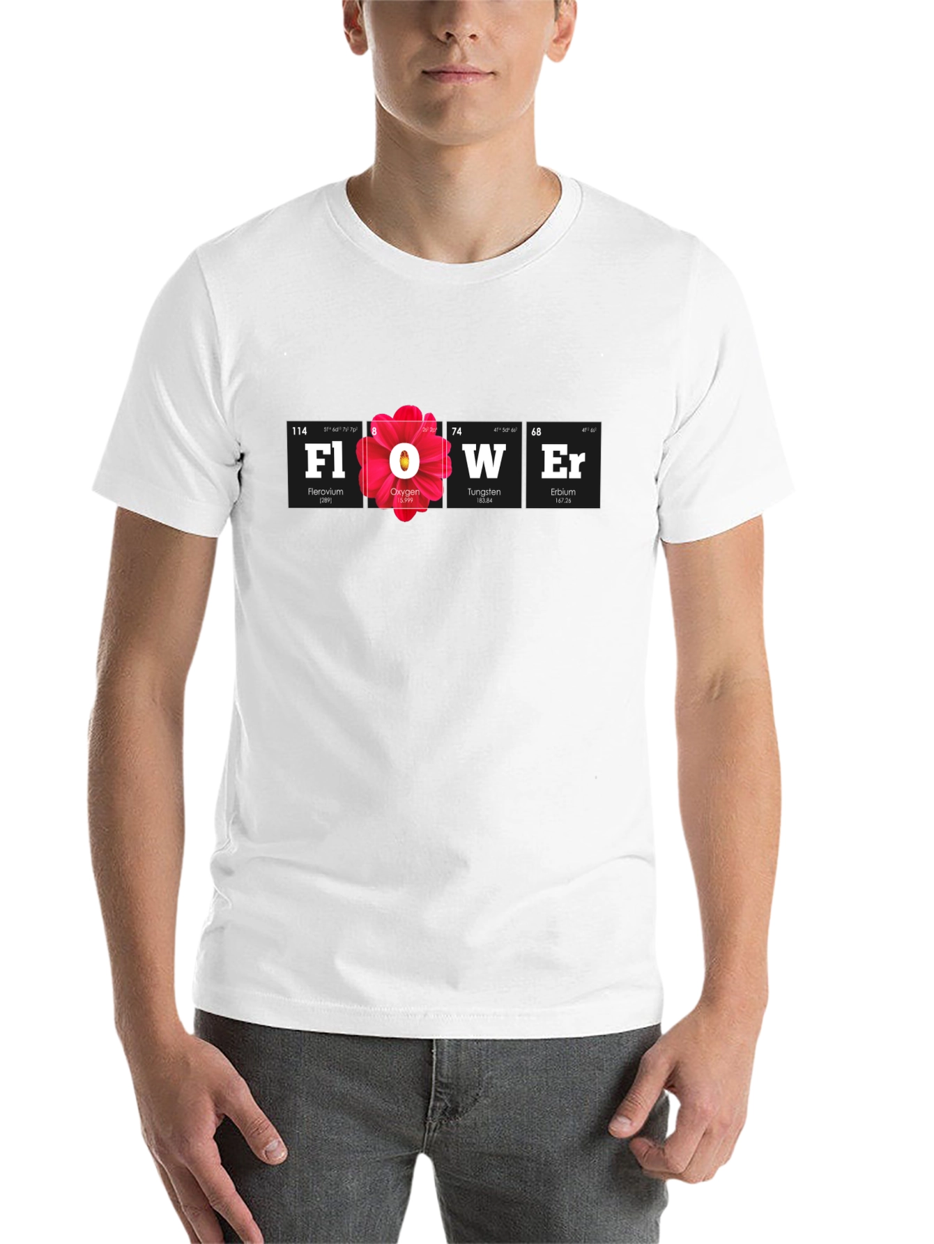 Black Periodic Table Flower Graphic Tee view 14