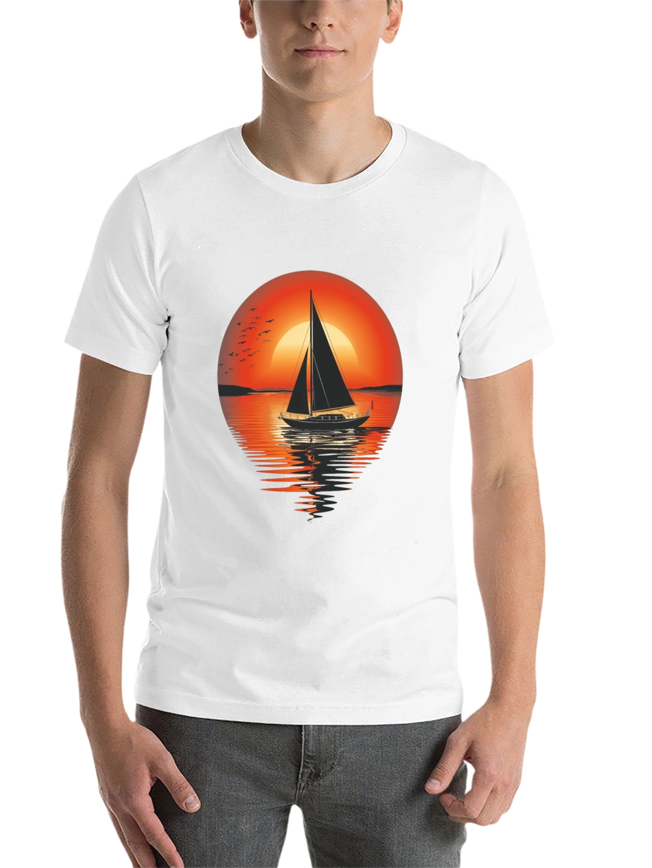 Black Sunset Sailboat Graphic Tee - Comfort Fit view 14