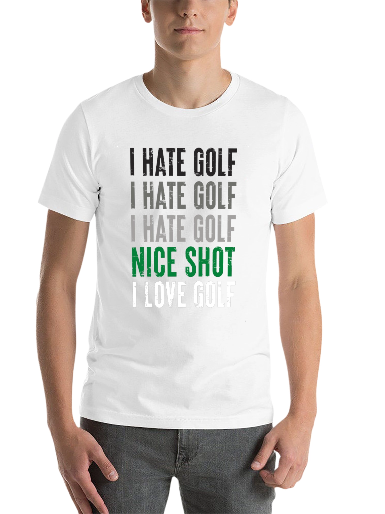 Black Funny Golf T-Shirt - I Hate Golf Nice Shot view 14