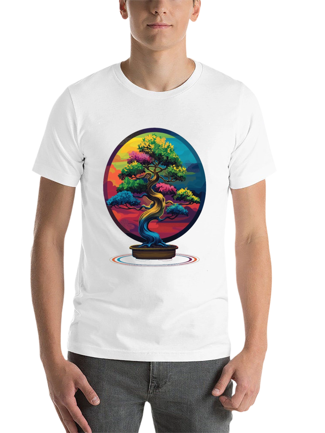 Black Colorful Bonsai Tree Graphic Tee - Unique Design view 14