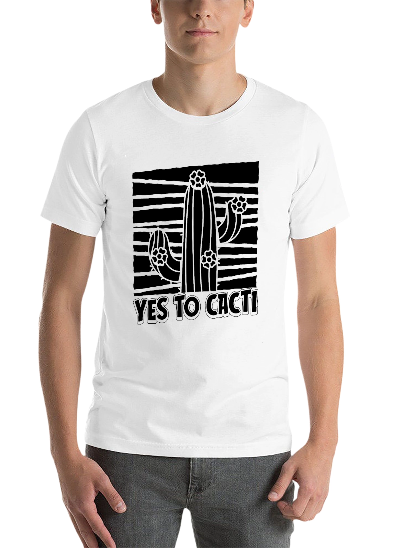 Black Yes To Cacti Graphic Tee - Black Cotton Blend view 14