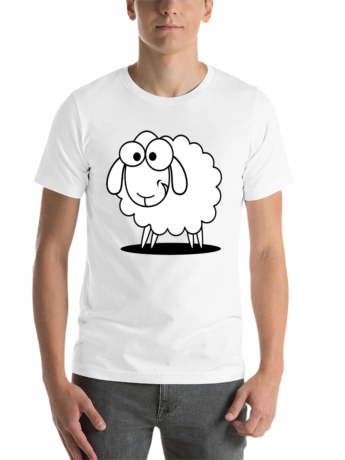 Black Funny Sheep Graphic Black T-Shirt - Unisex Cotton Tee view 14