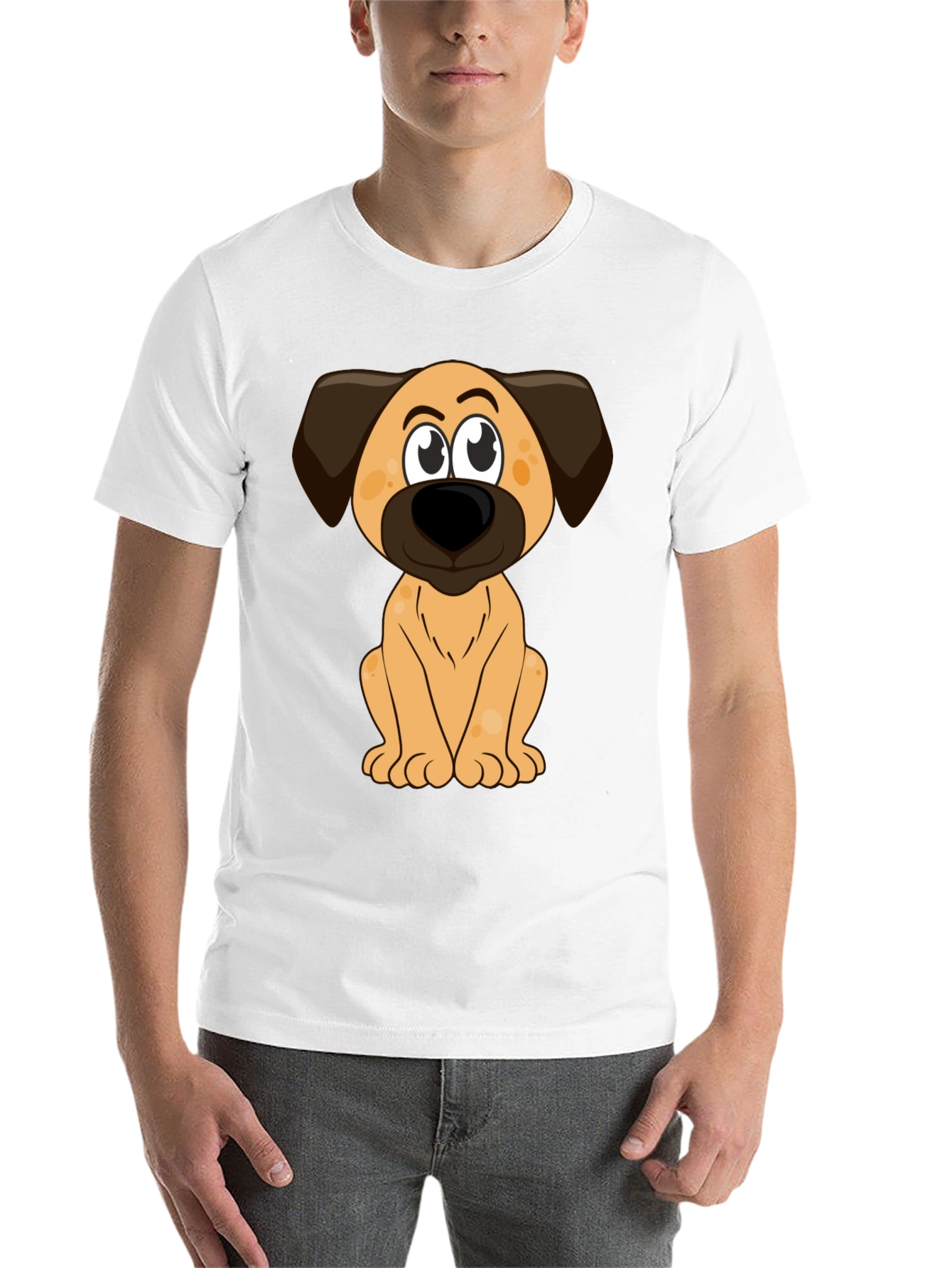 Black Cartoon Dog Print Black T-Shirt view 14