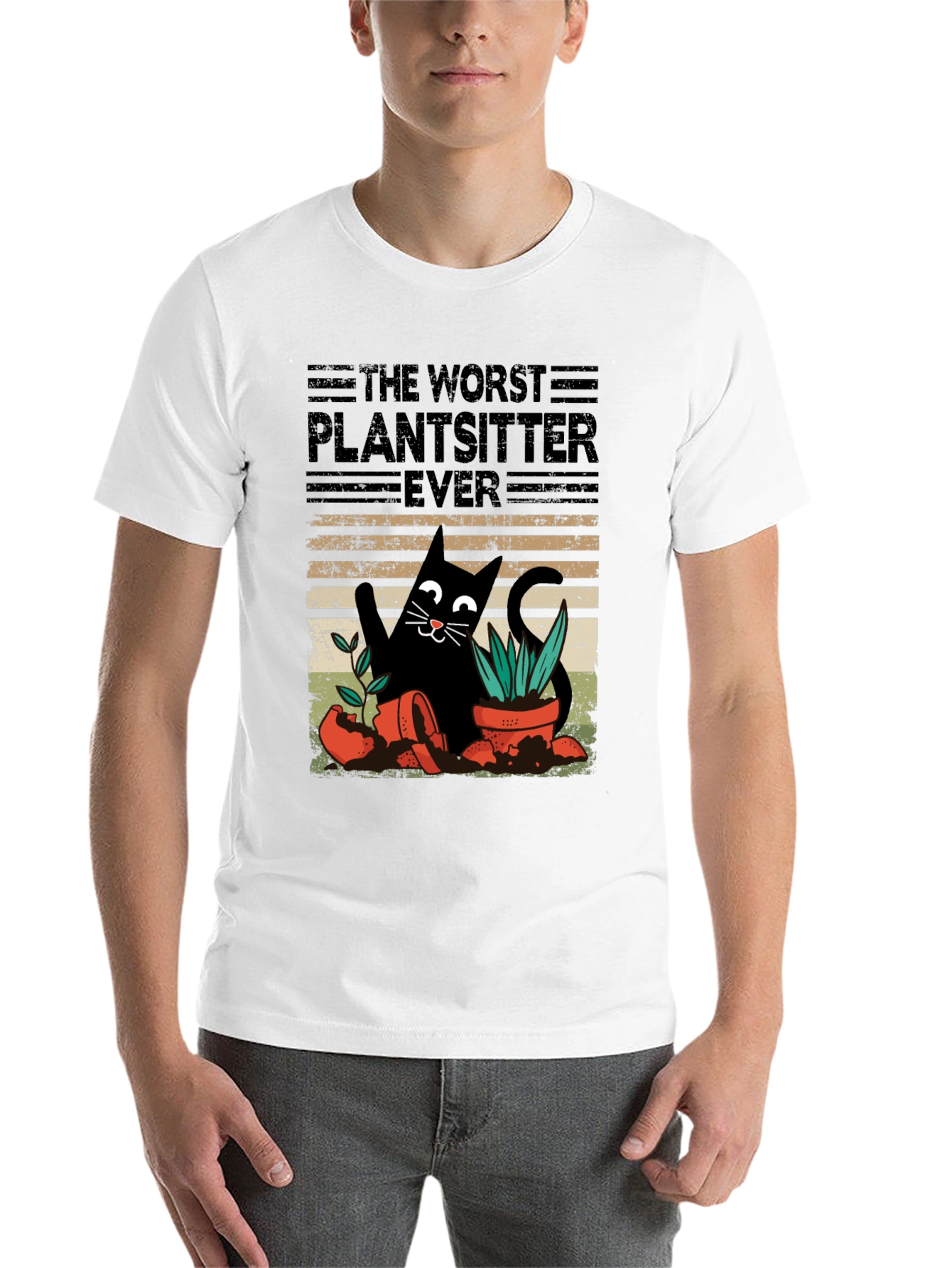 Black Worst Plantsitter Ever Cat Graphic T-Shirt view 14