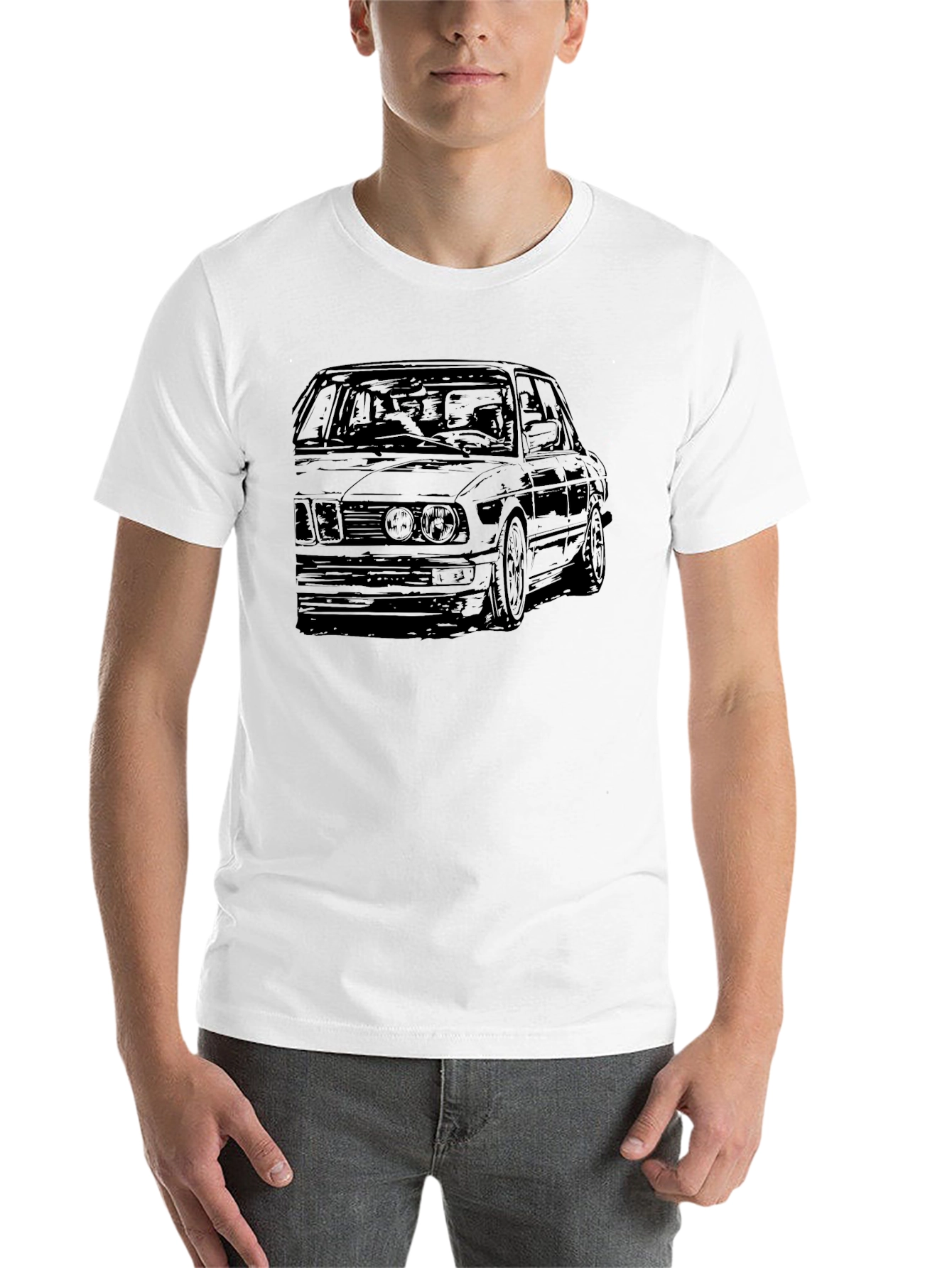 Black Classic Car Sketch Tee - Black Cotton Blend view 14