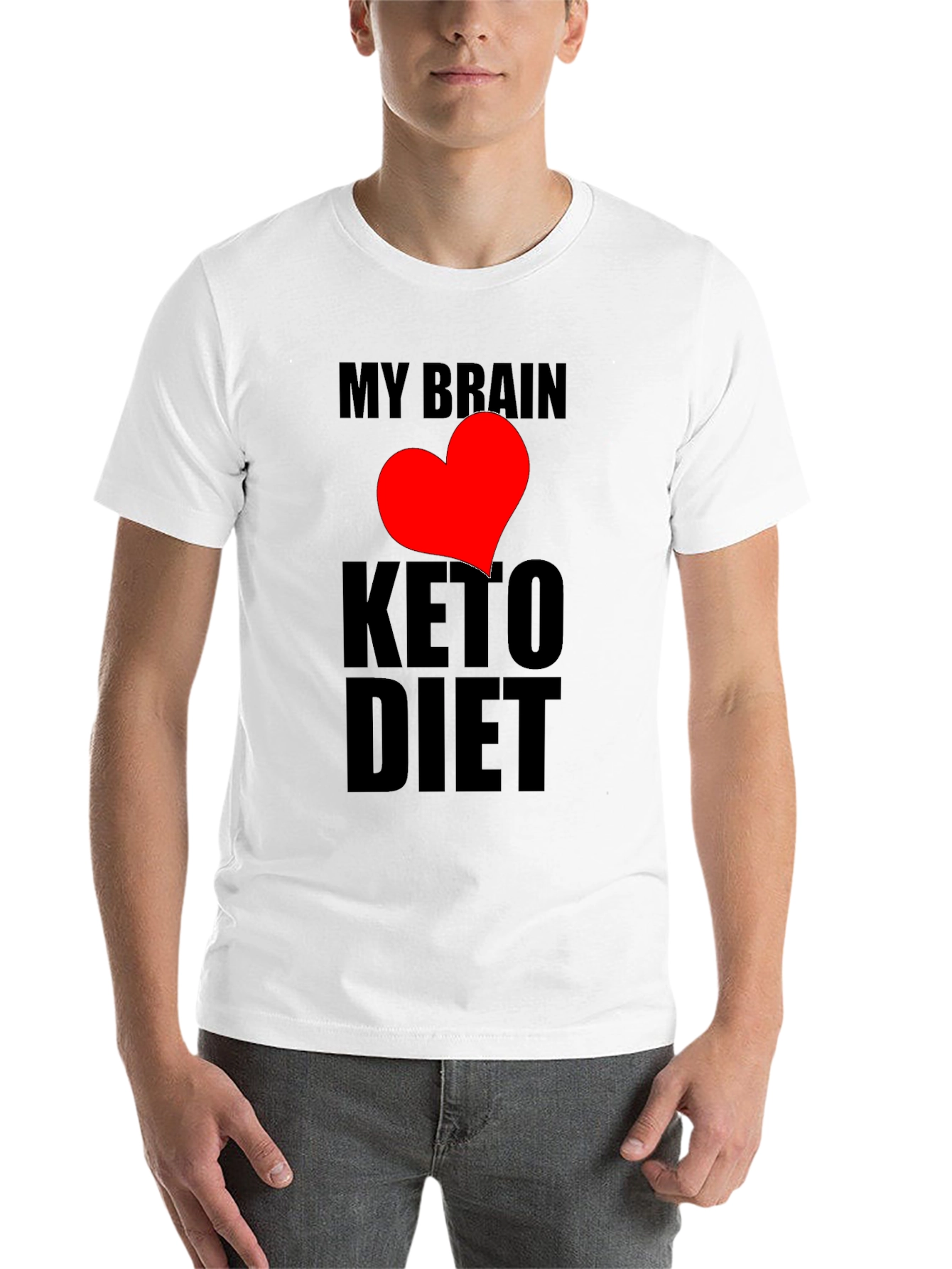 Black My Brain Loves Keto Diet Black T-Shirt view 14