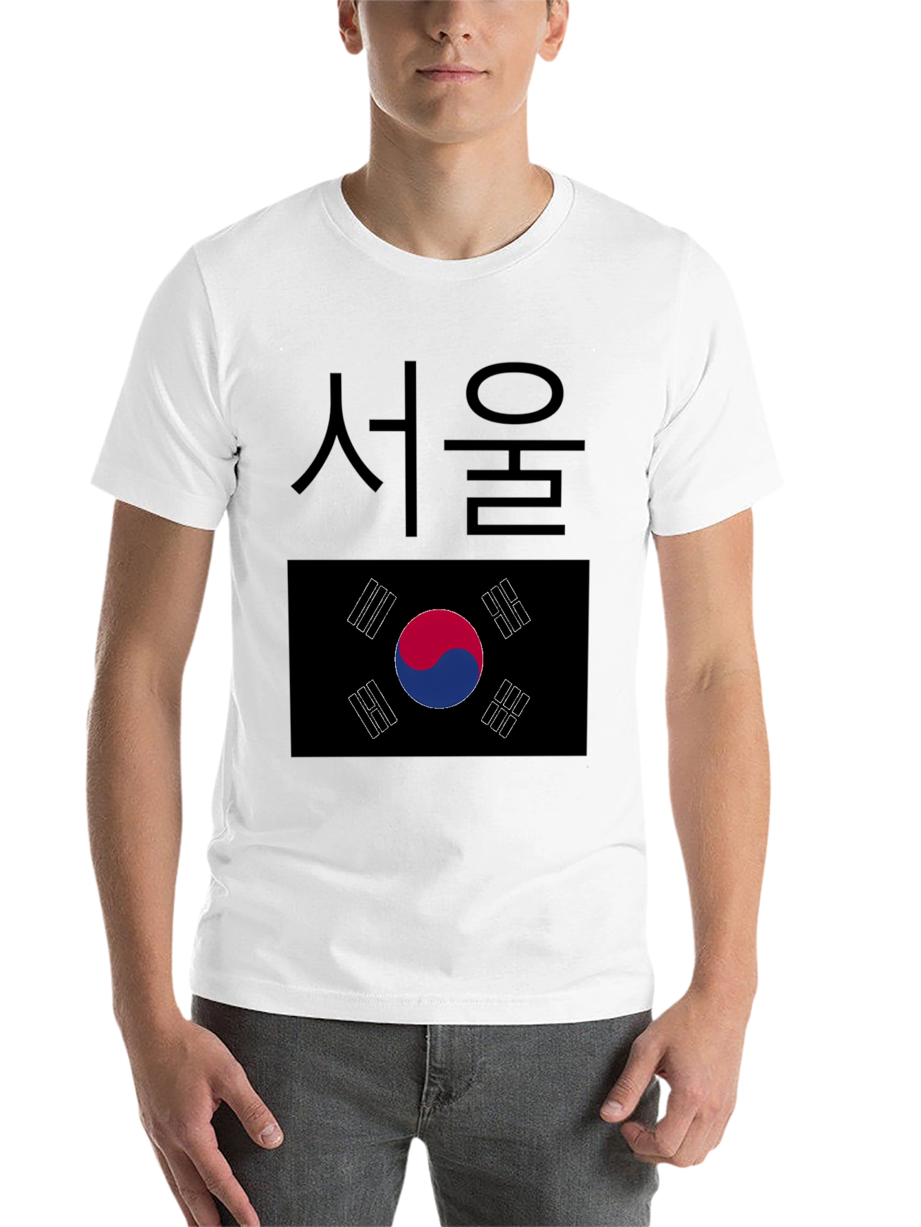 Black Seoul South Korea Flag Graphic T-Shirt view 14