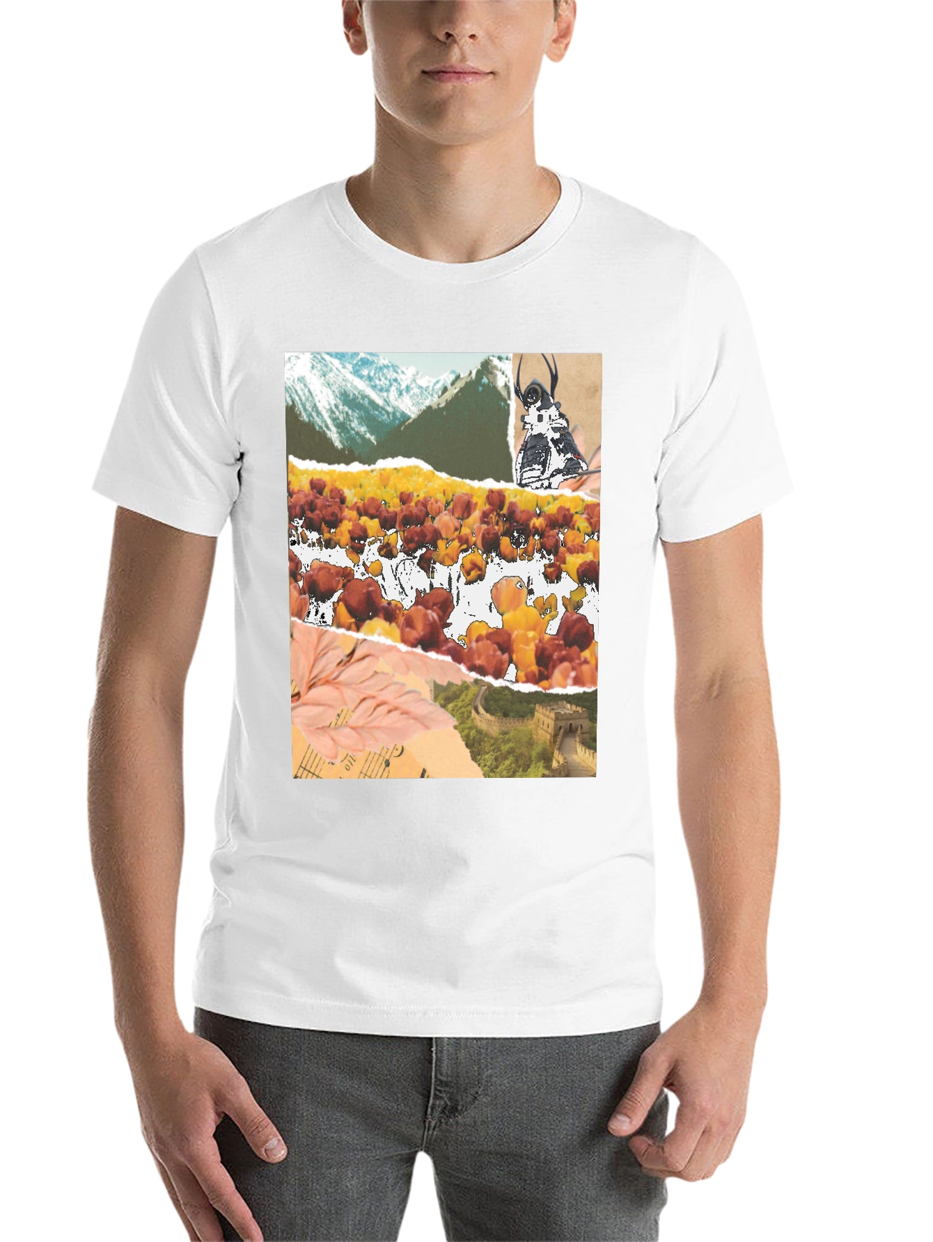 Black Collage Print Black T-Shirt view 14