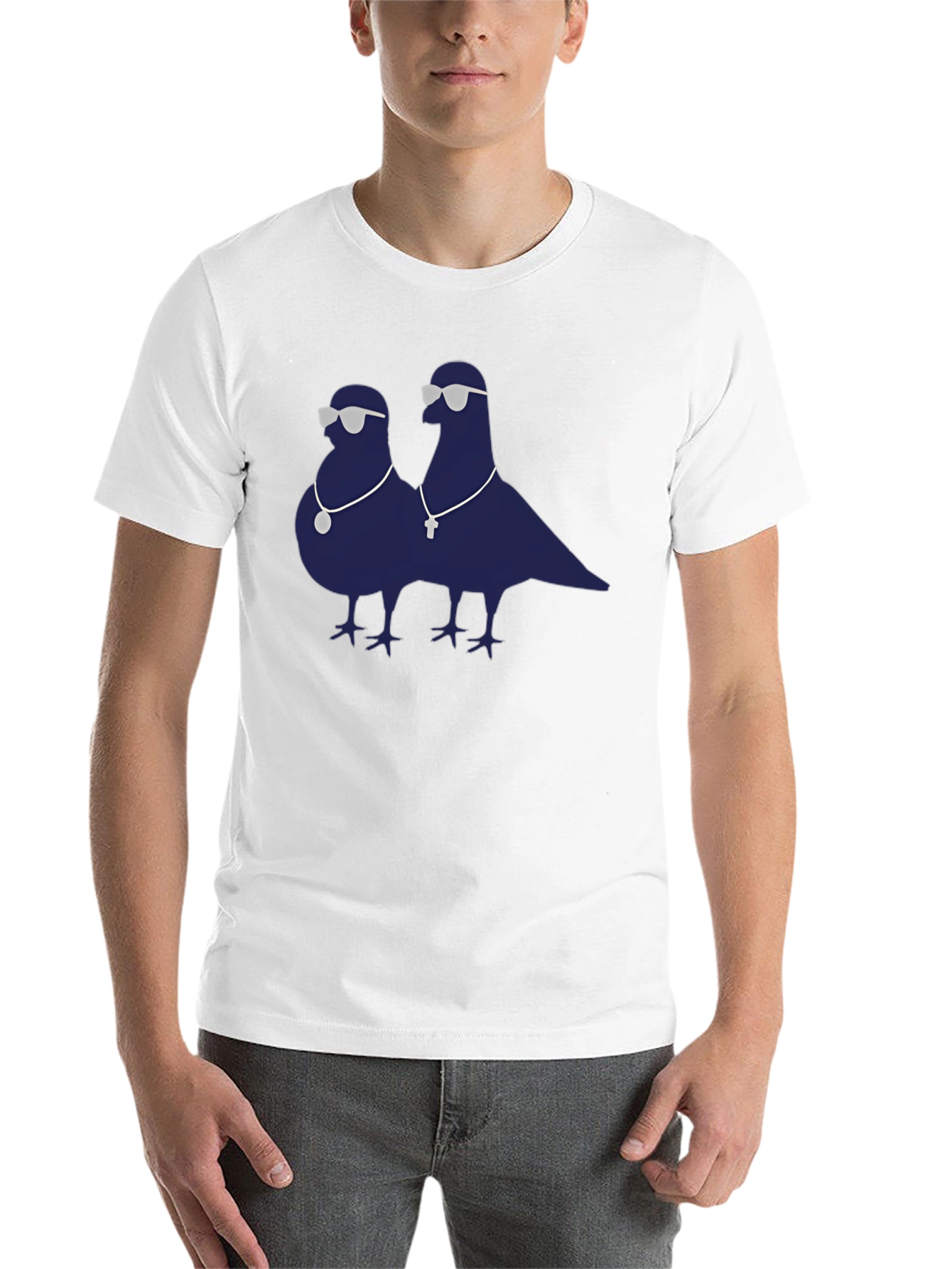 Black Cool Pigeons Graphic Tee - Black Cotton Blend T-Shirt view 14