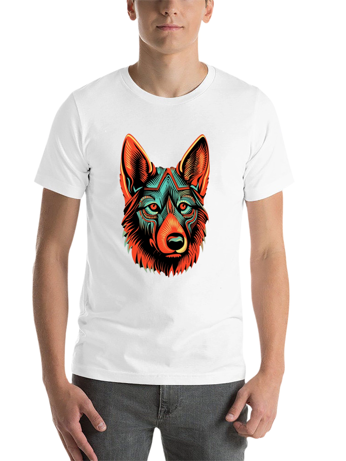 Black Abstract Wolf Graphic Black T-Shirt view 14