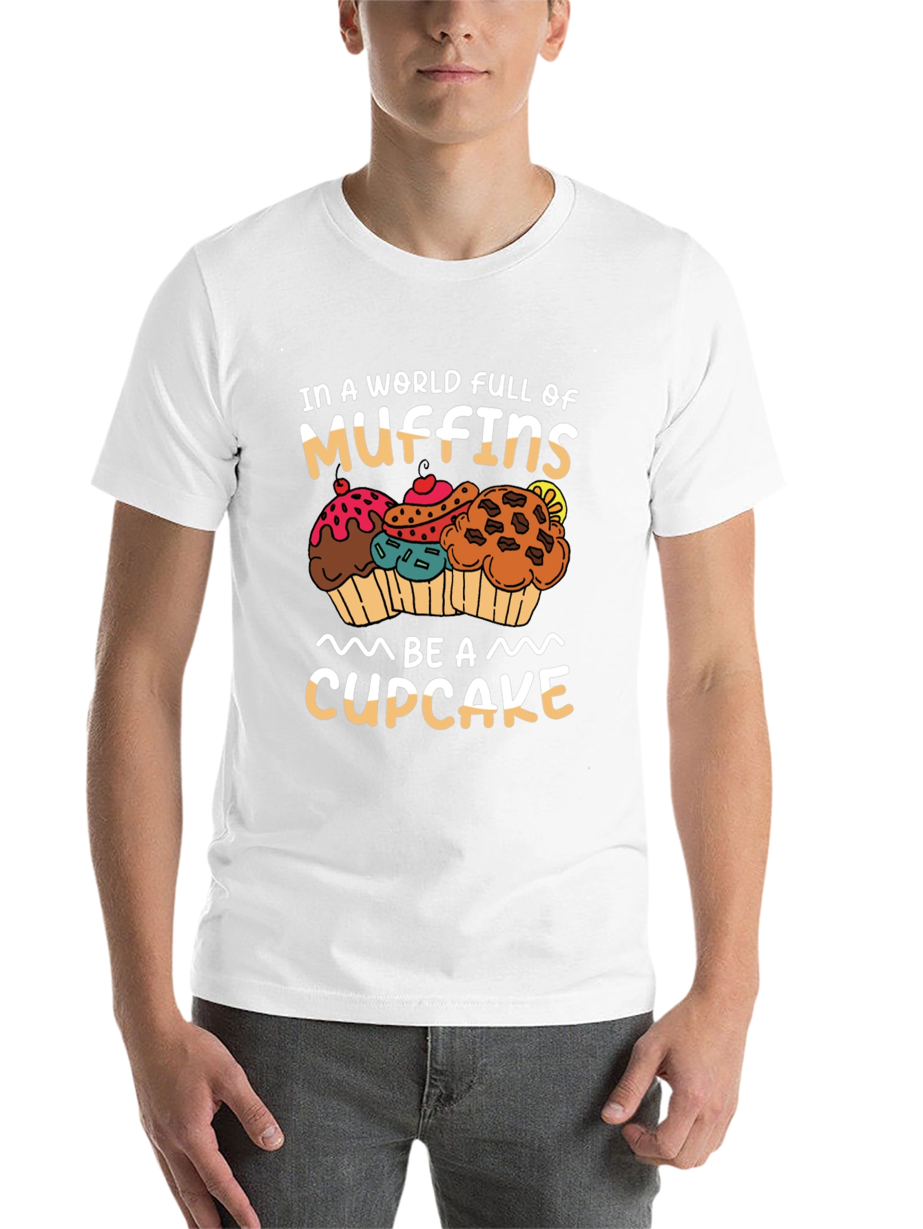Black Muffin vs Cupcake Graphic Tee - Sweet Treat Shirt view 14
