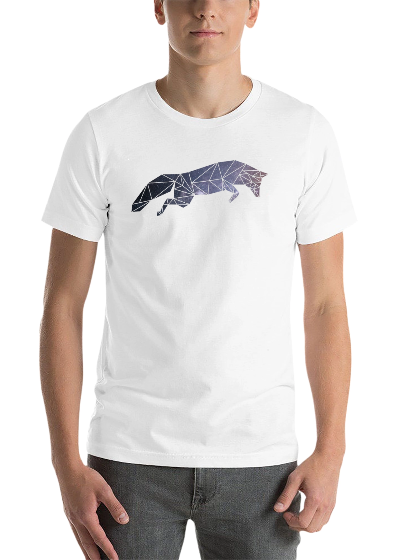 Black Geometric Galaxy Fox Black T-Shirt view 14