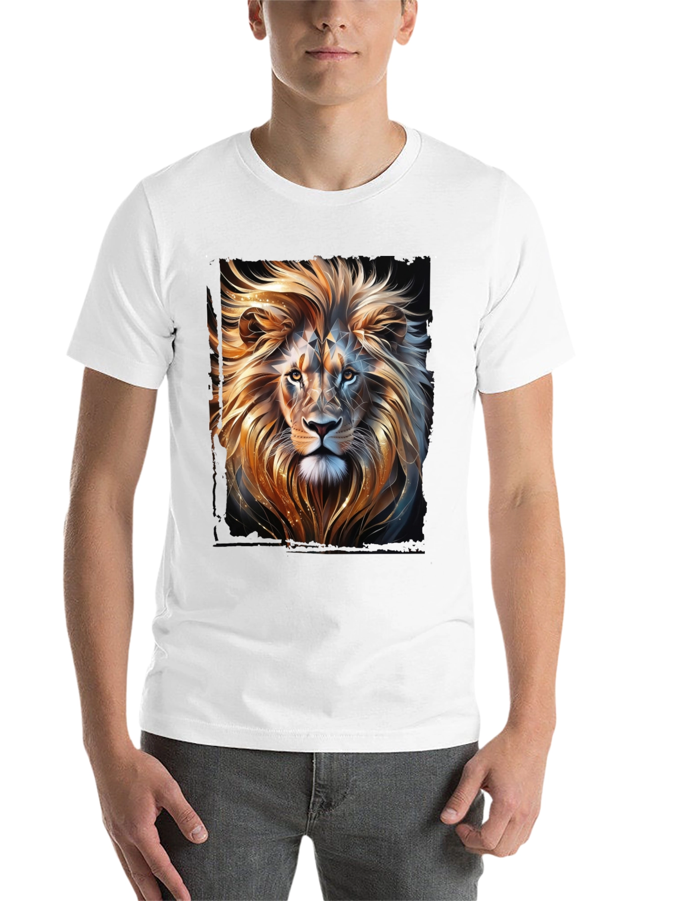 Black Lion Graphic T-Shirt - Black, Stylish Animal Print view 14