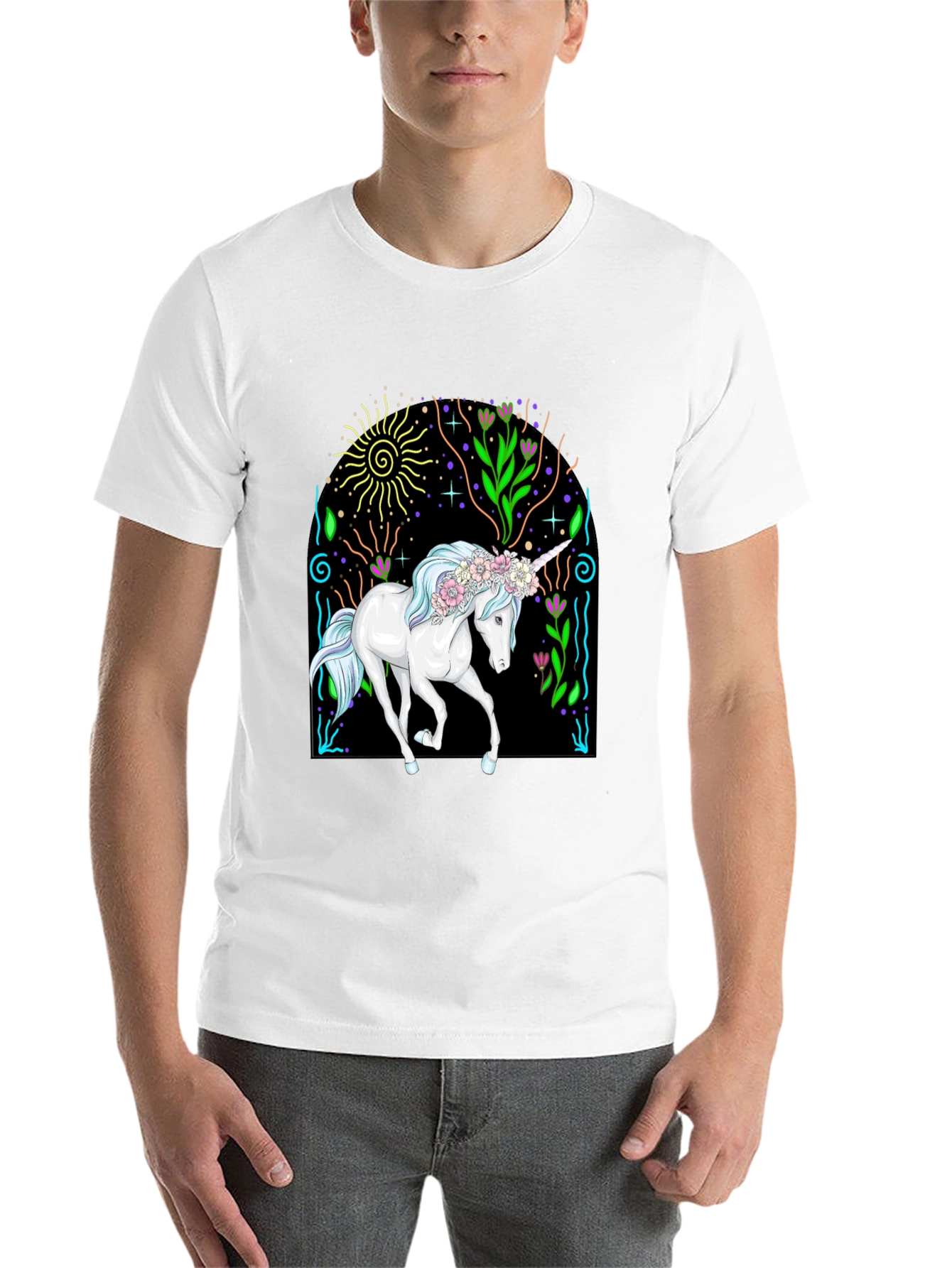 Black Unicorn Graphic Tee - Black Cotton T-Shirt view 14