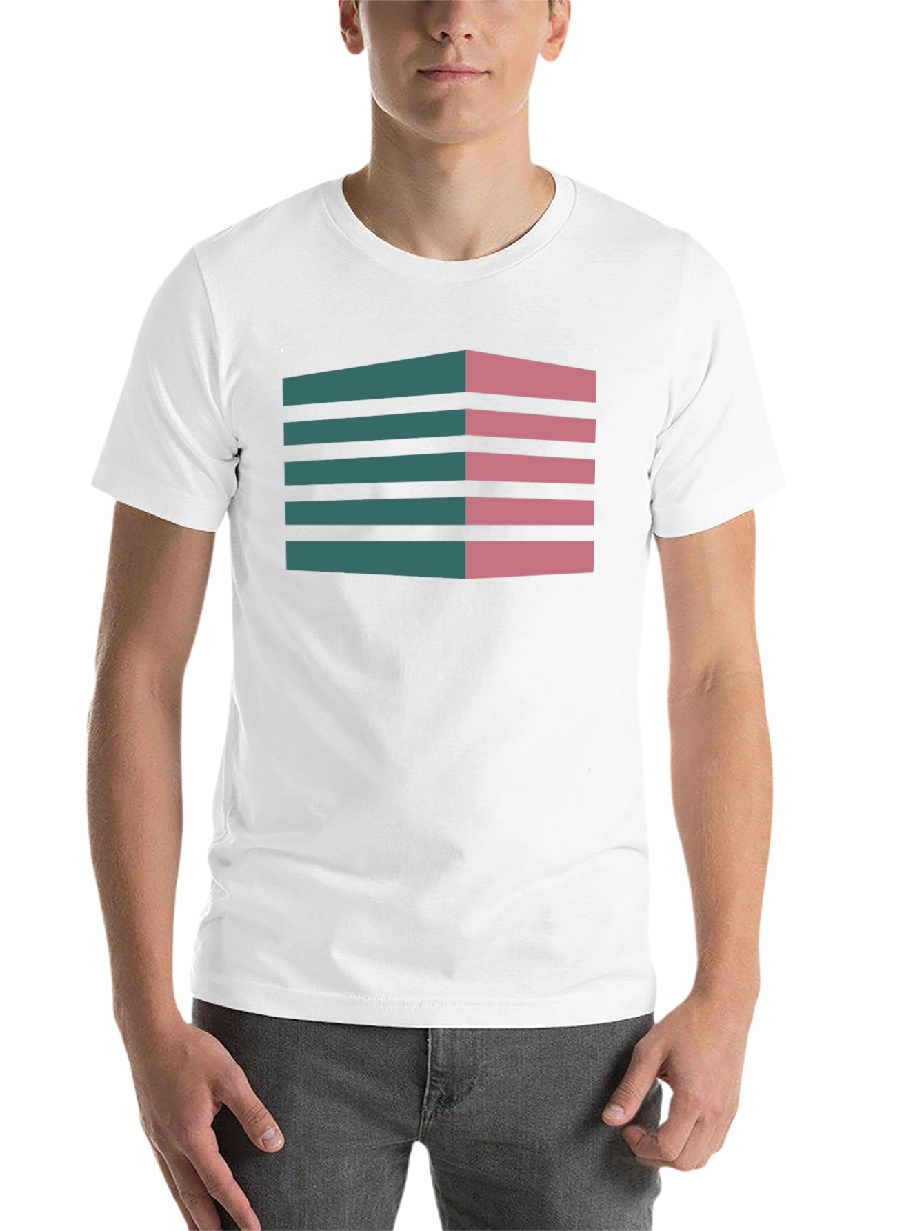 Black Geometric 3D Stripes T-Shirt view 14