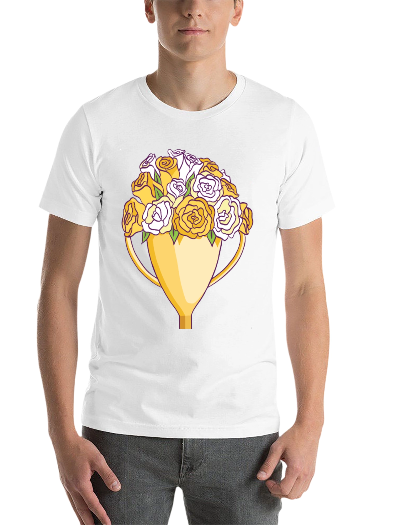 Black Floral Trophy Graphic Tee - Unique Design view 14