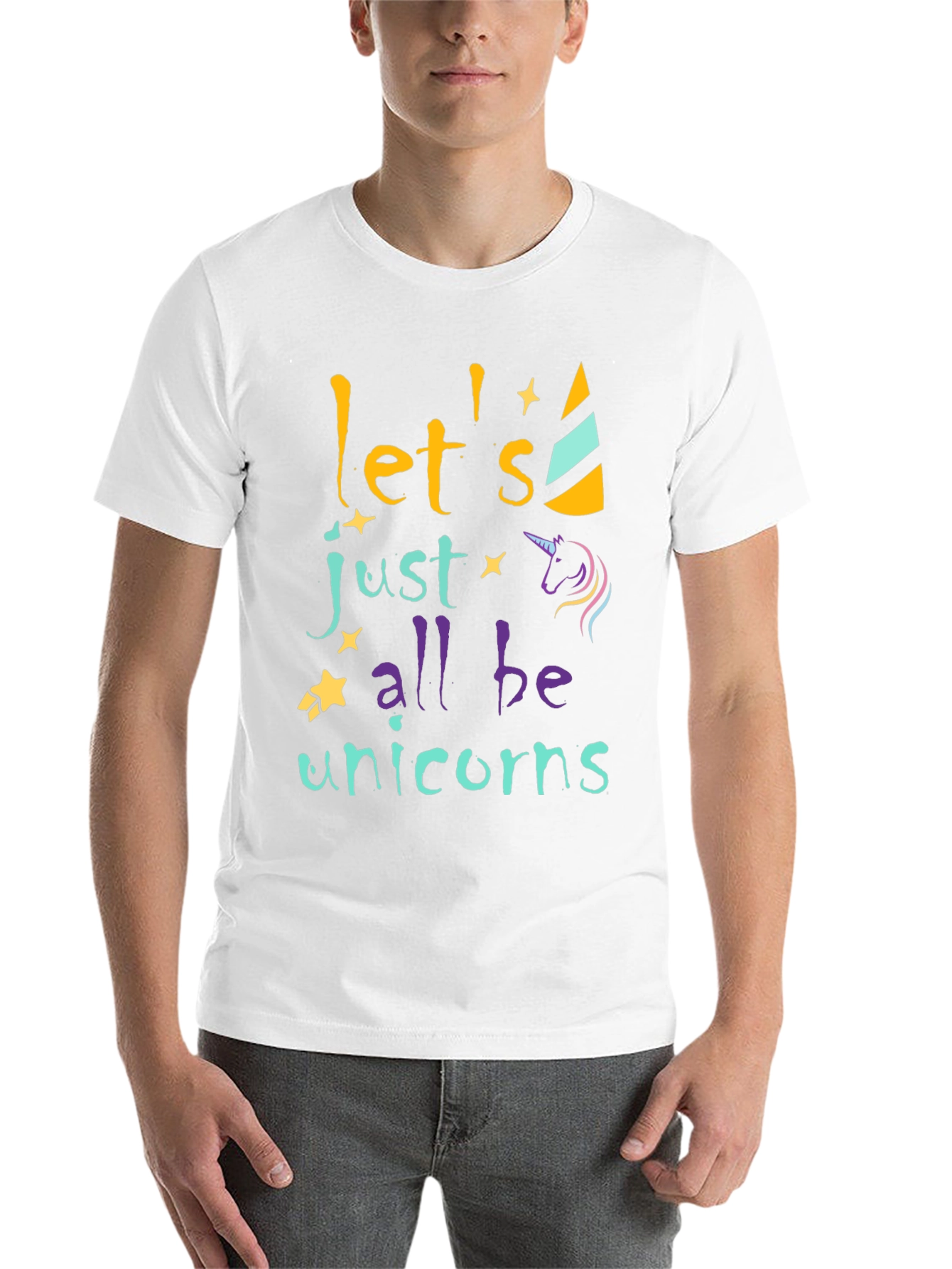 Black Let's All Be Unicorns Graphic Tee view 14