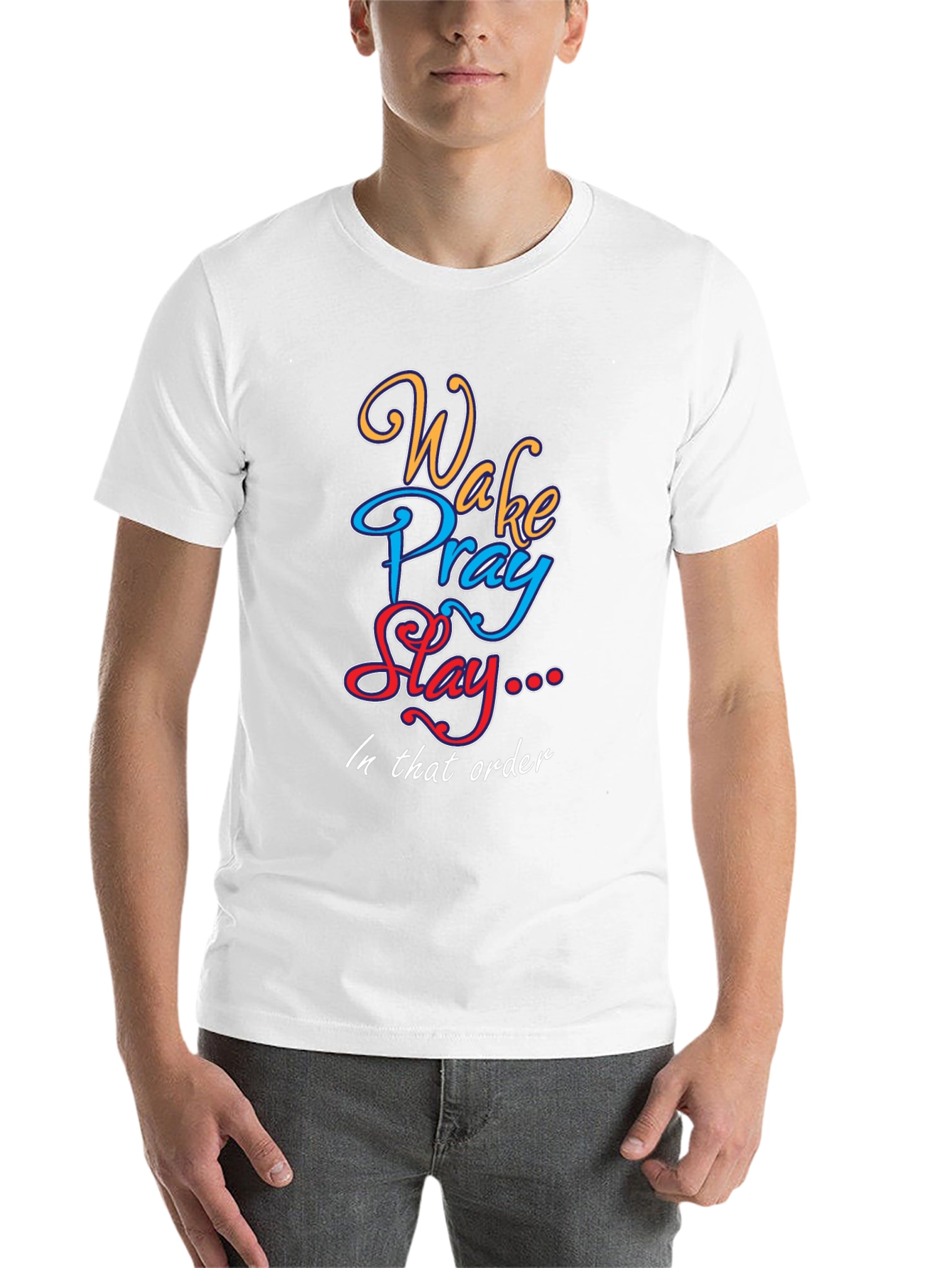 Black Wake Pray Slay Graphic Tee - Trendy Cotton T-Shirt view 14
