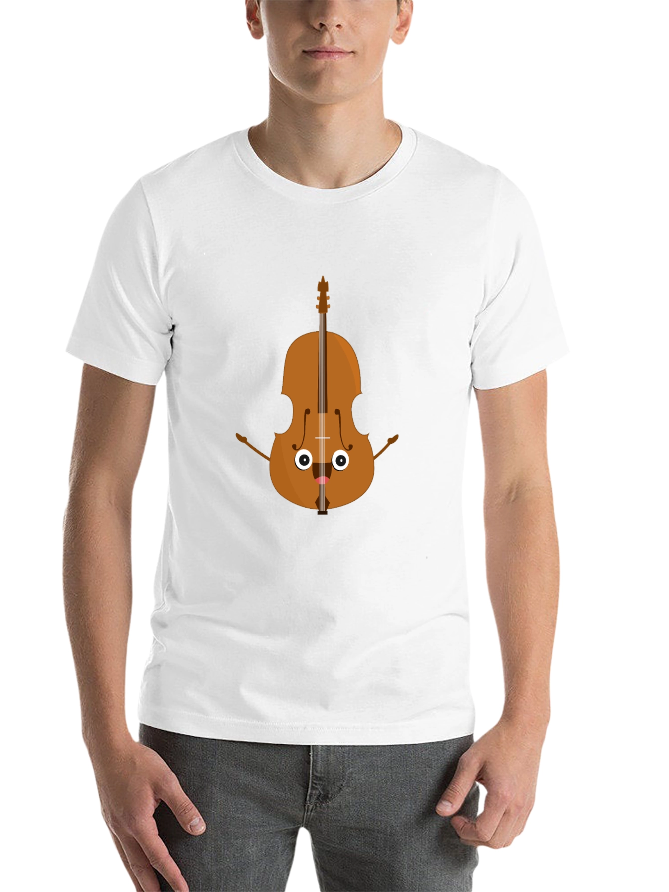 Black Funny Cartoon Cello Musician Graphic Tee view 14