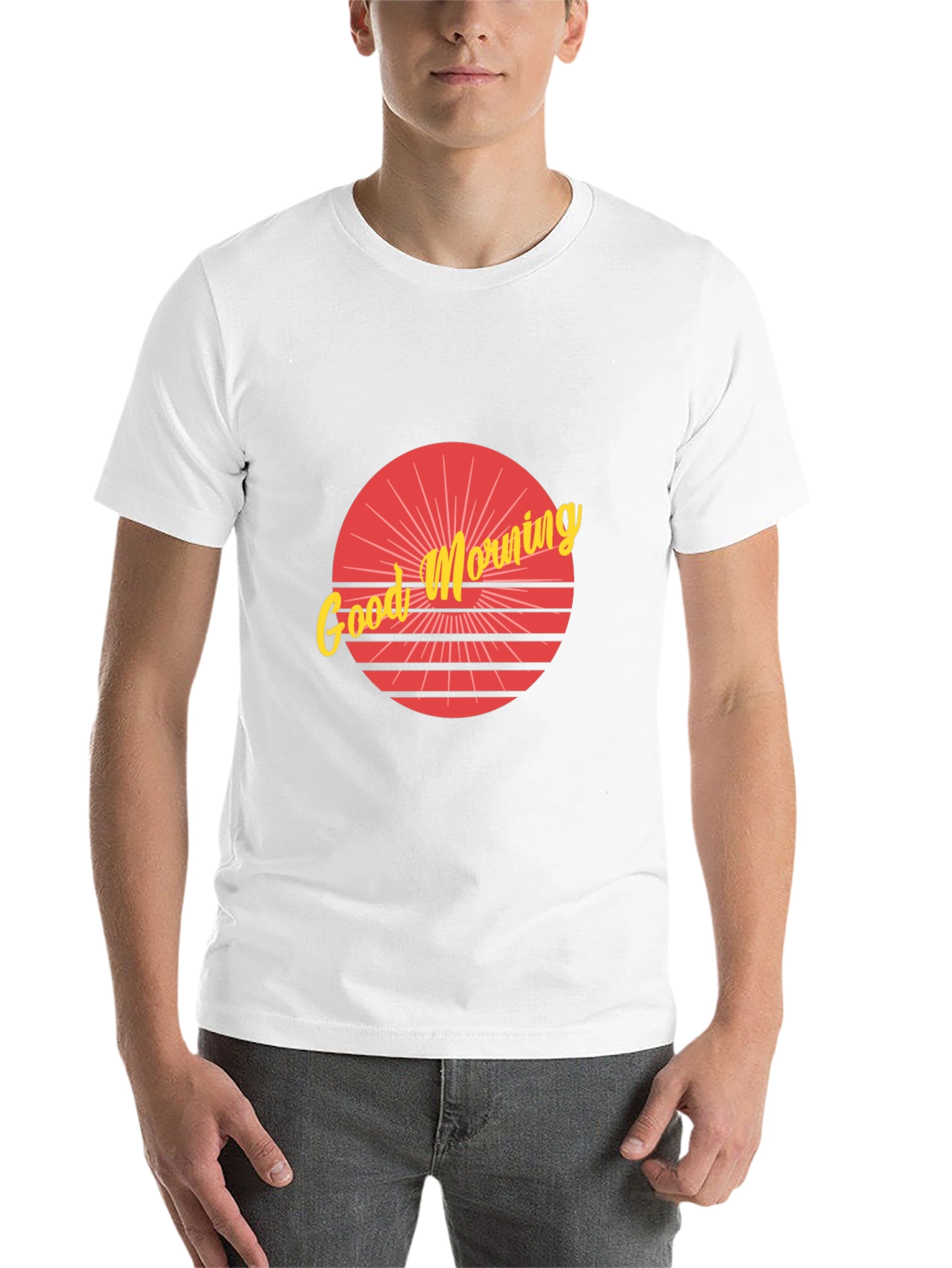 Black Good Morning Graphic Tee - Retro Sunrise Design view 14