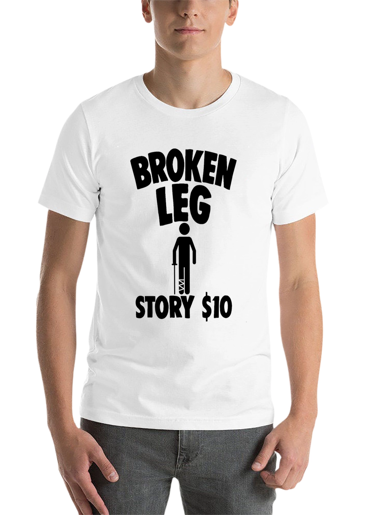 Black Broken Leg Story T-Shirt - Humor Tee view 14