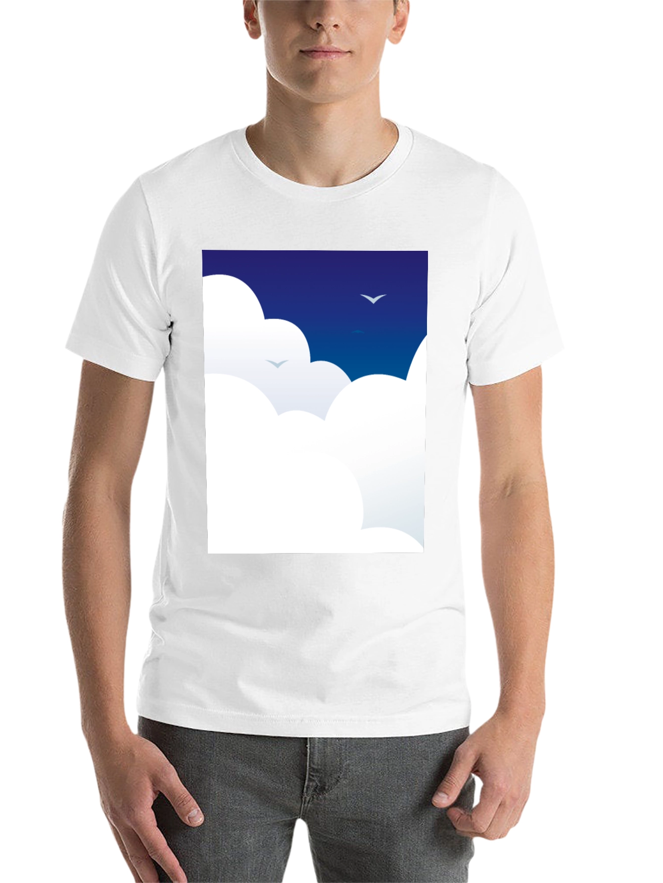Black Dreamy Clouds T-Shirt - Sky Blue Graphic Tee view 14