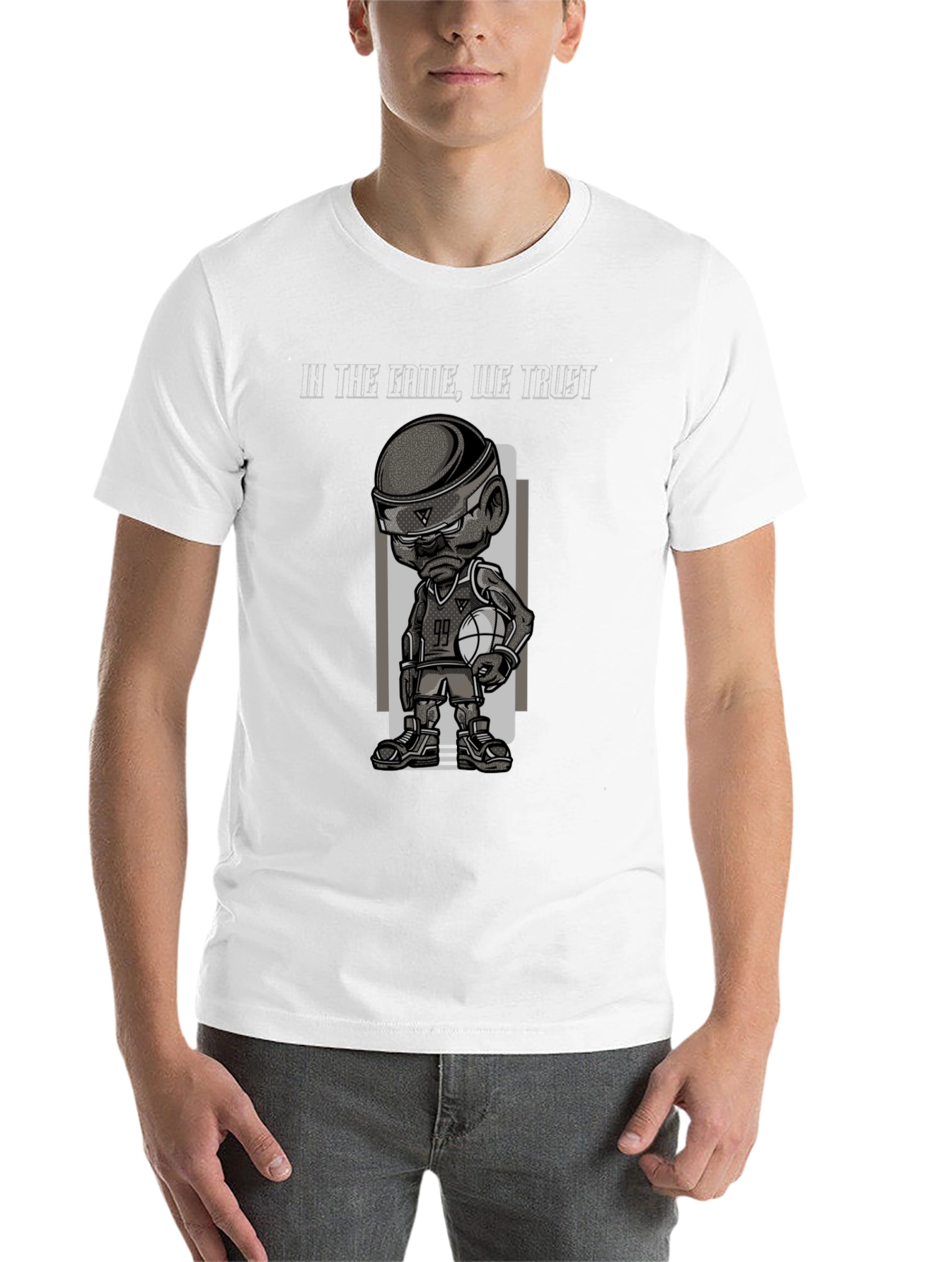 Black Basketball Cartoon Graphic T-Shirt - In The Game We Trust view 14