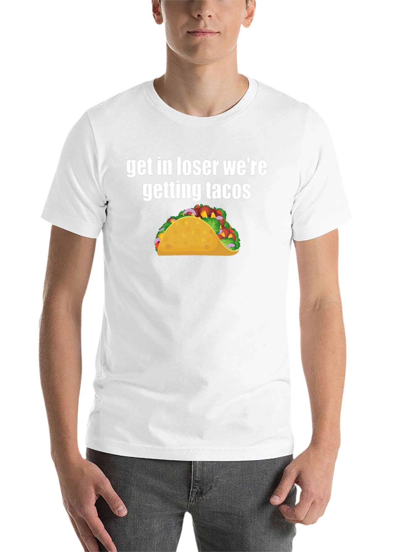 Black Get In Loser We're Getting Tacos Black T-Shirt view 14