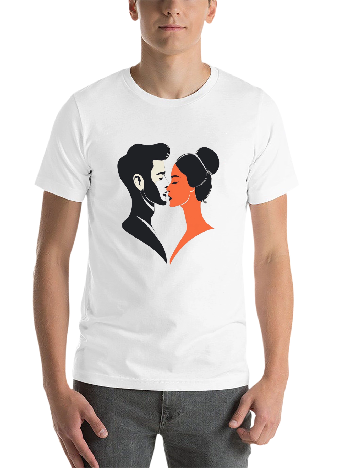 Black Romantic Couple Graphic Tee - Black view 14