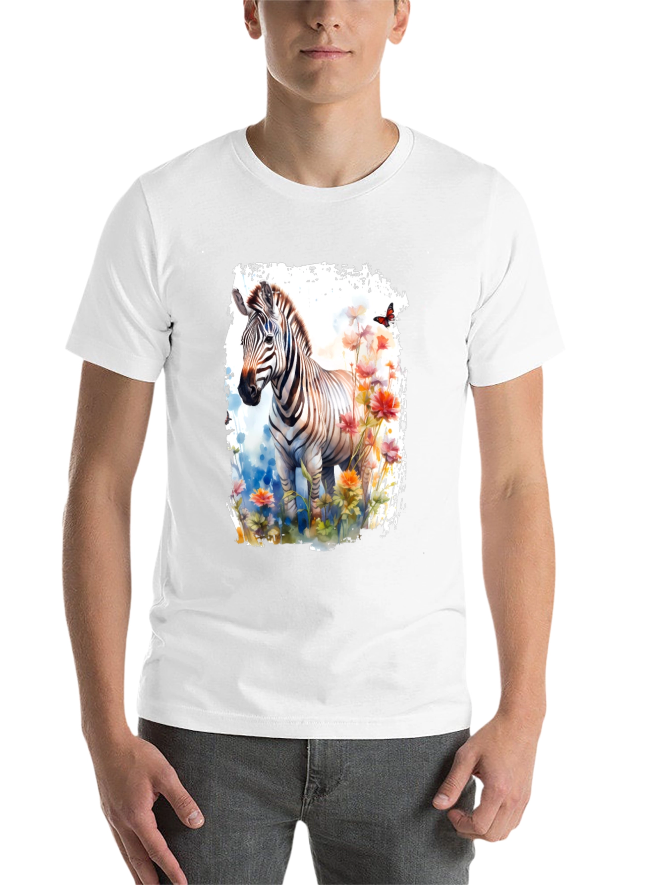 Black Zebra & Floral Graphic Black T-Shirt view 14