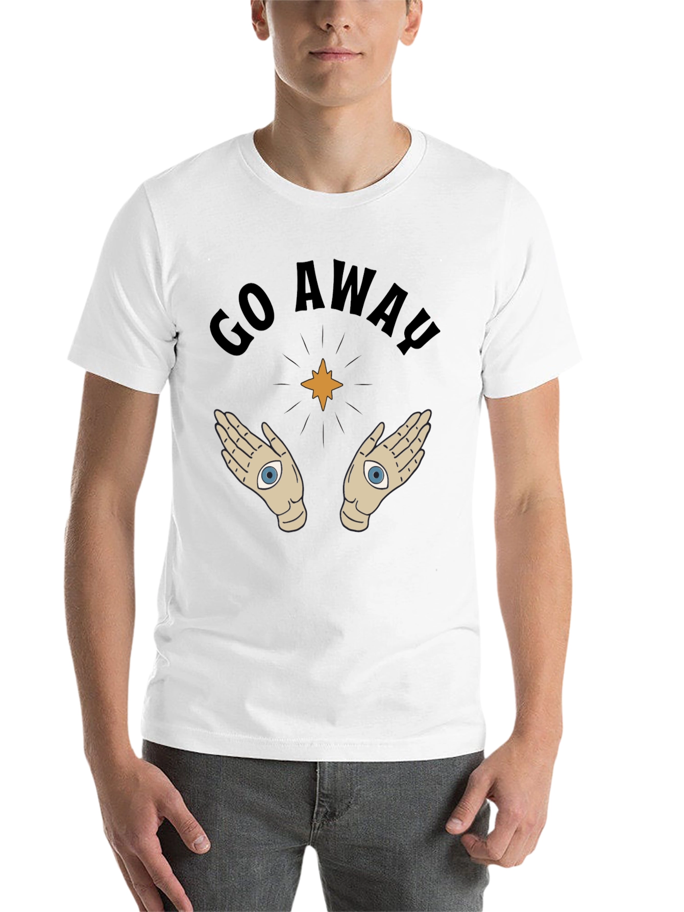 Black Go Away T-Shirt with Mystic Hands Graphic view 14