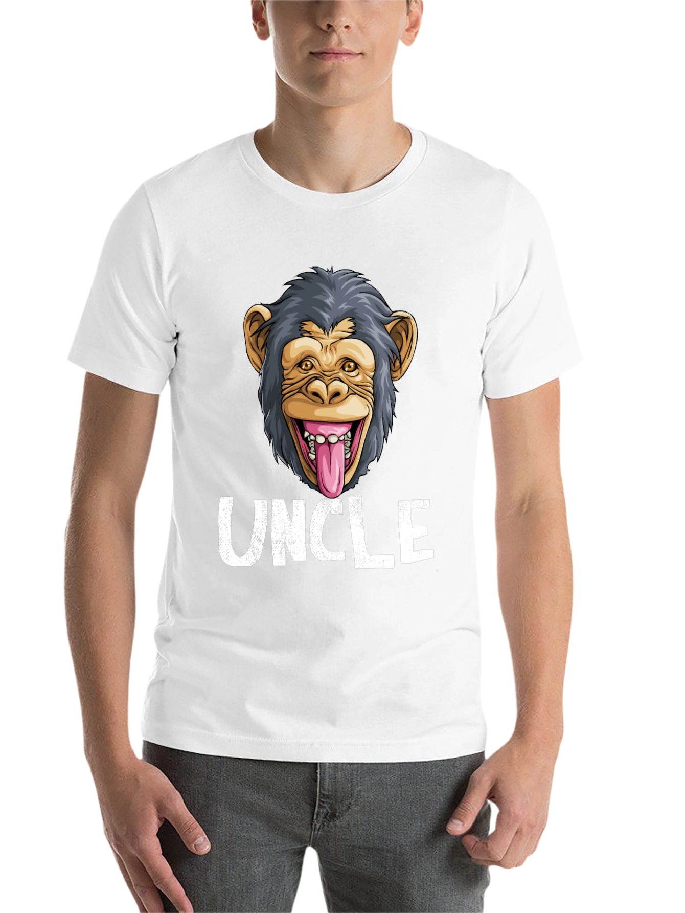 Black Uncle Monkey Face Graphic T-Shirt - Funny Tee view 14