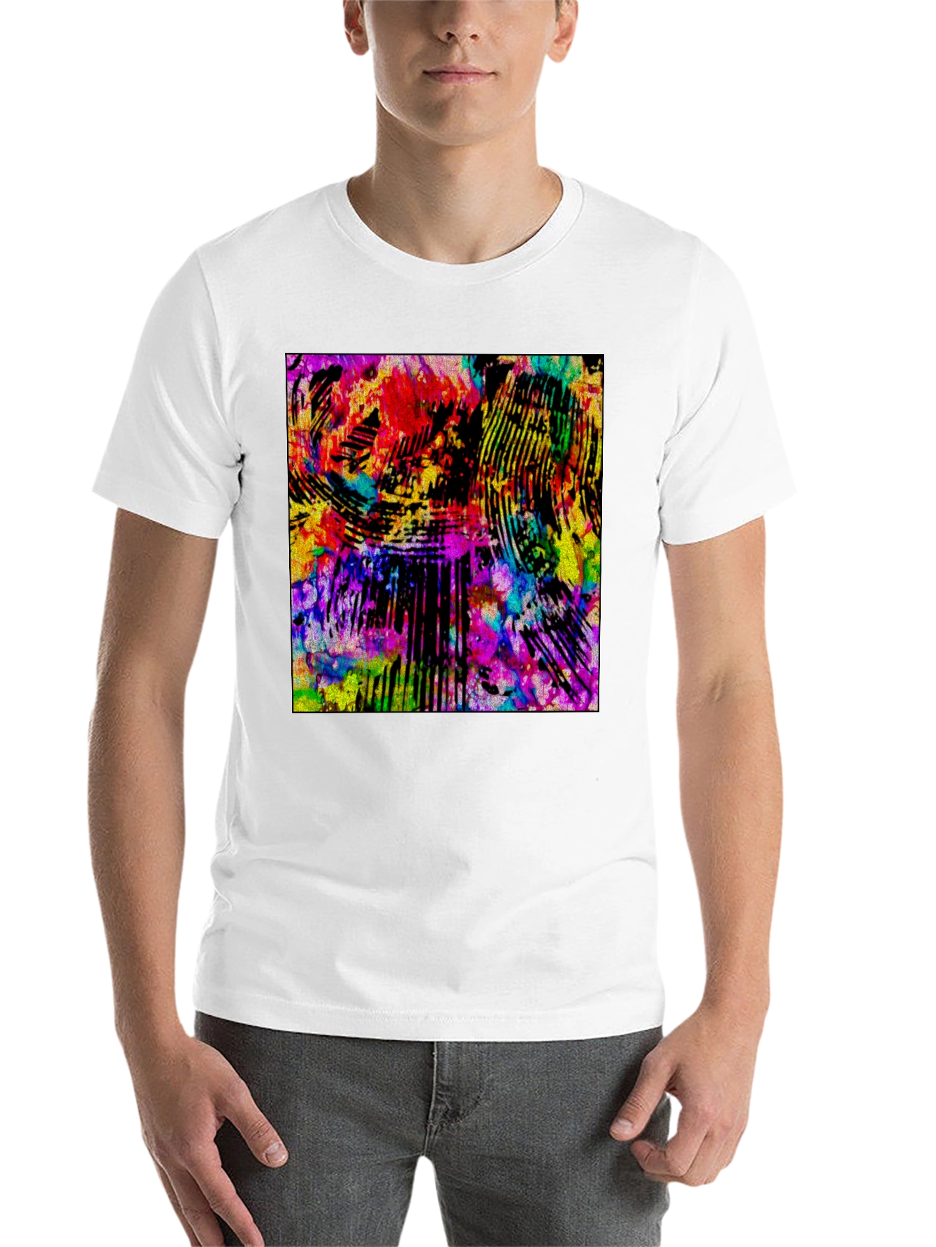 Black Abstract Art Graphic Print Black T-Shirt view 14