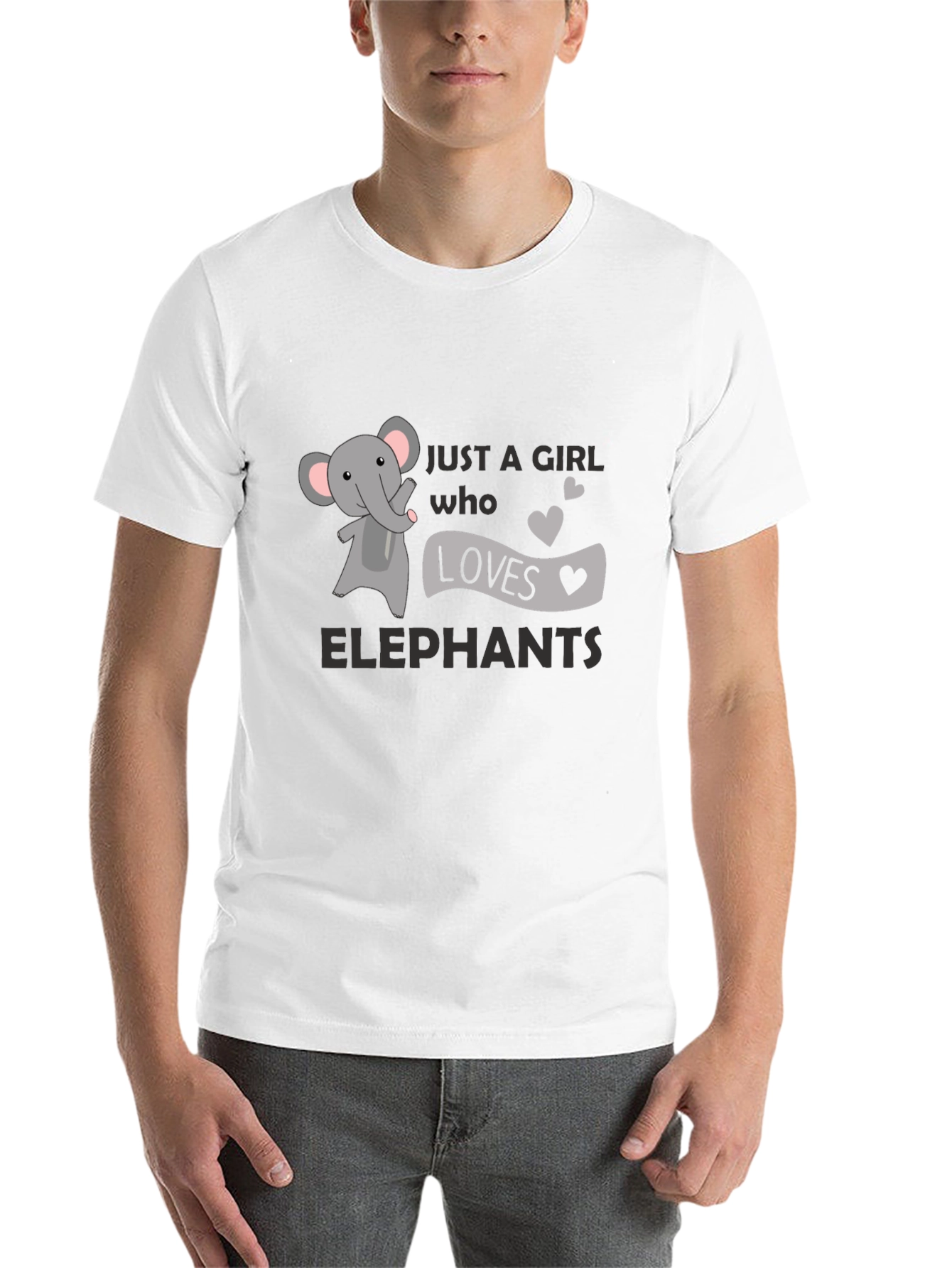 Black Just a Girl Who Loves Elephants T-Shirt - Black view 14