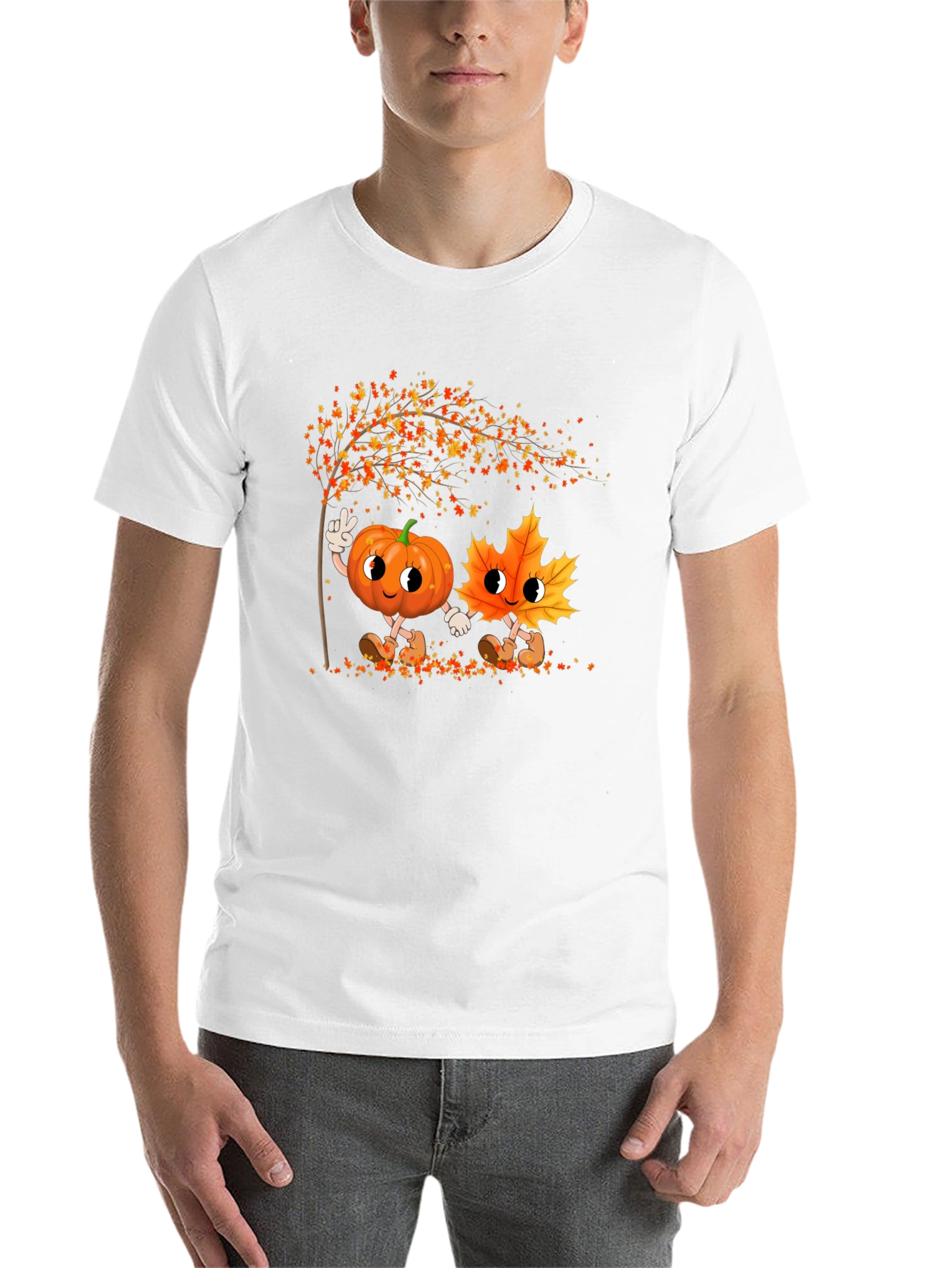 Black Fall Friends Tee - Pumpkin & Leaf Graphic view 14