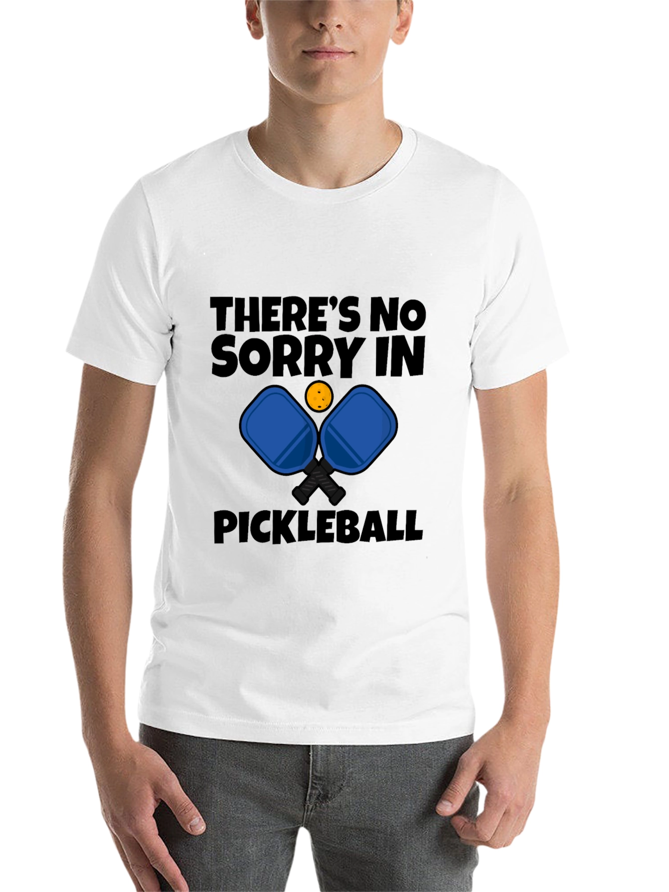 Black Pickleball T-Shirt - There's No Sorry in Pickleball view 14