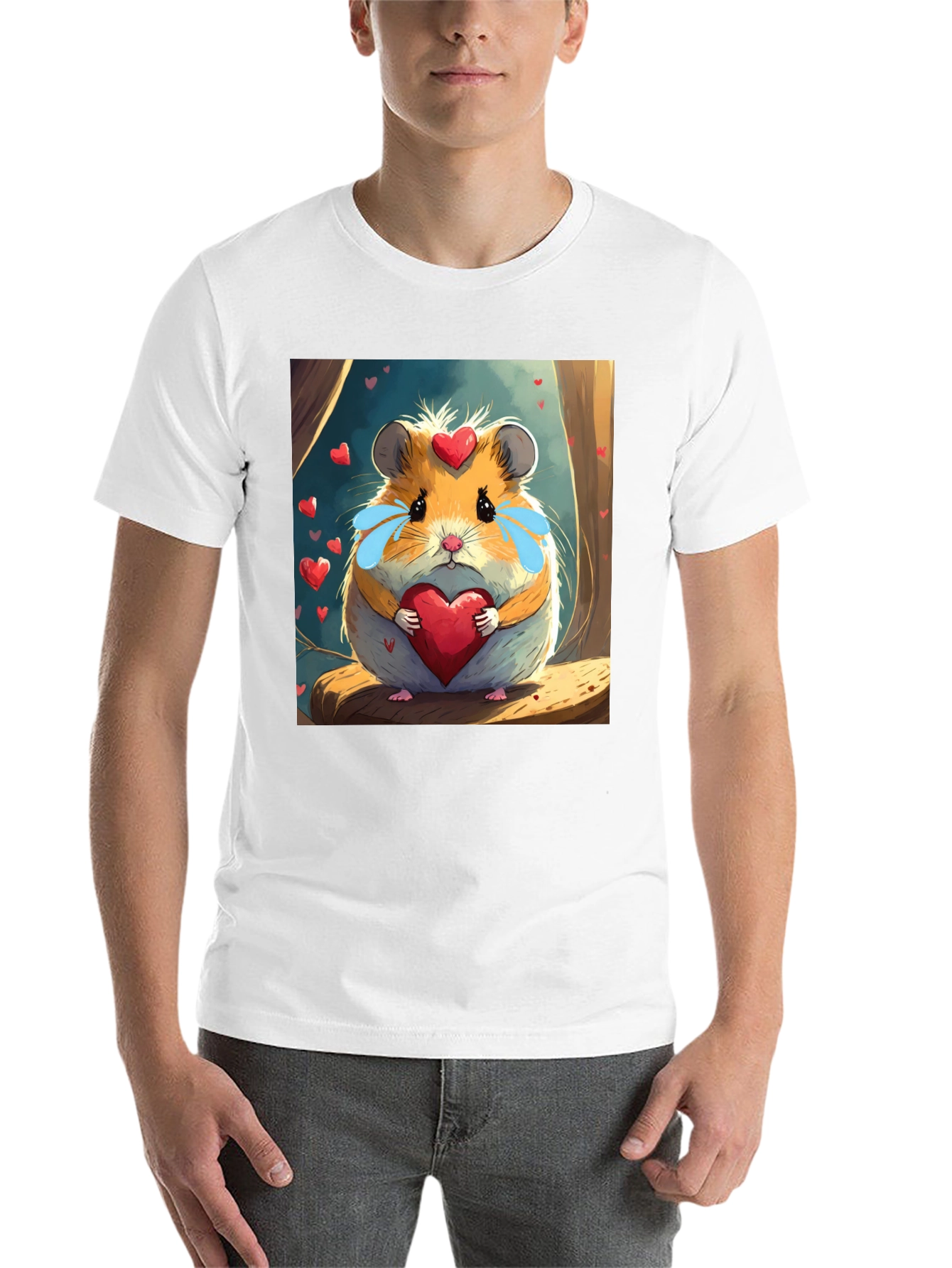 Black Hamster Heart T-Shirt - Cute Cartoon Love Tee view 14