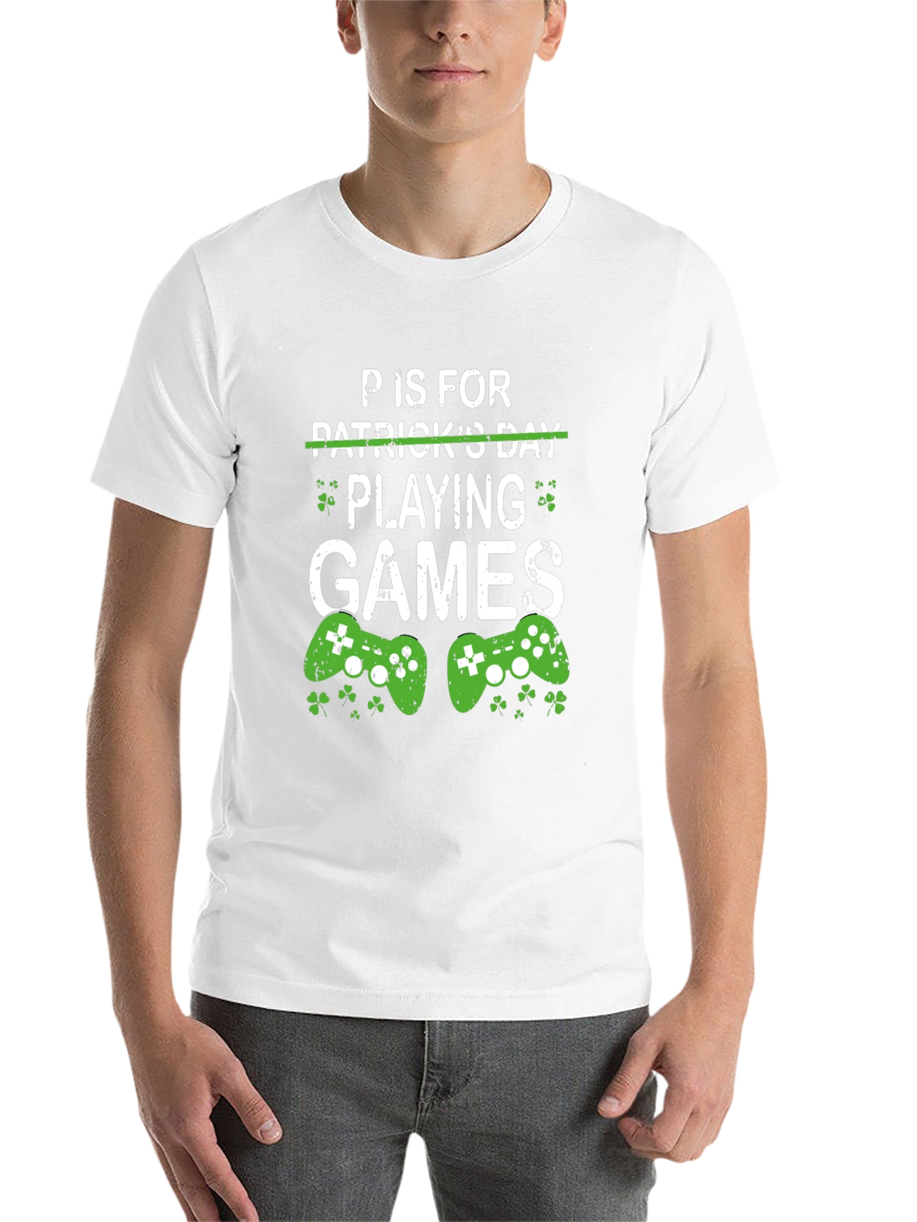 Black P is for Playing Games St. Patrick's Day Gamer T-Shirt view 14