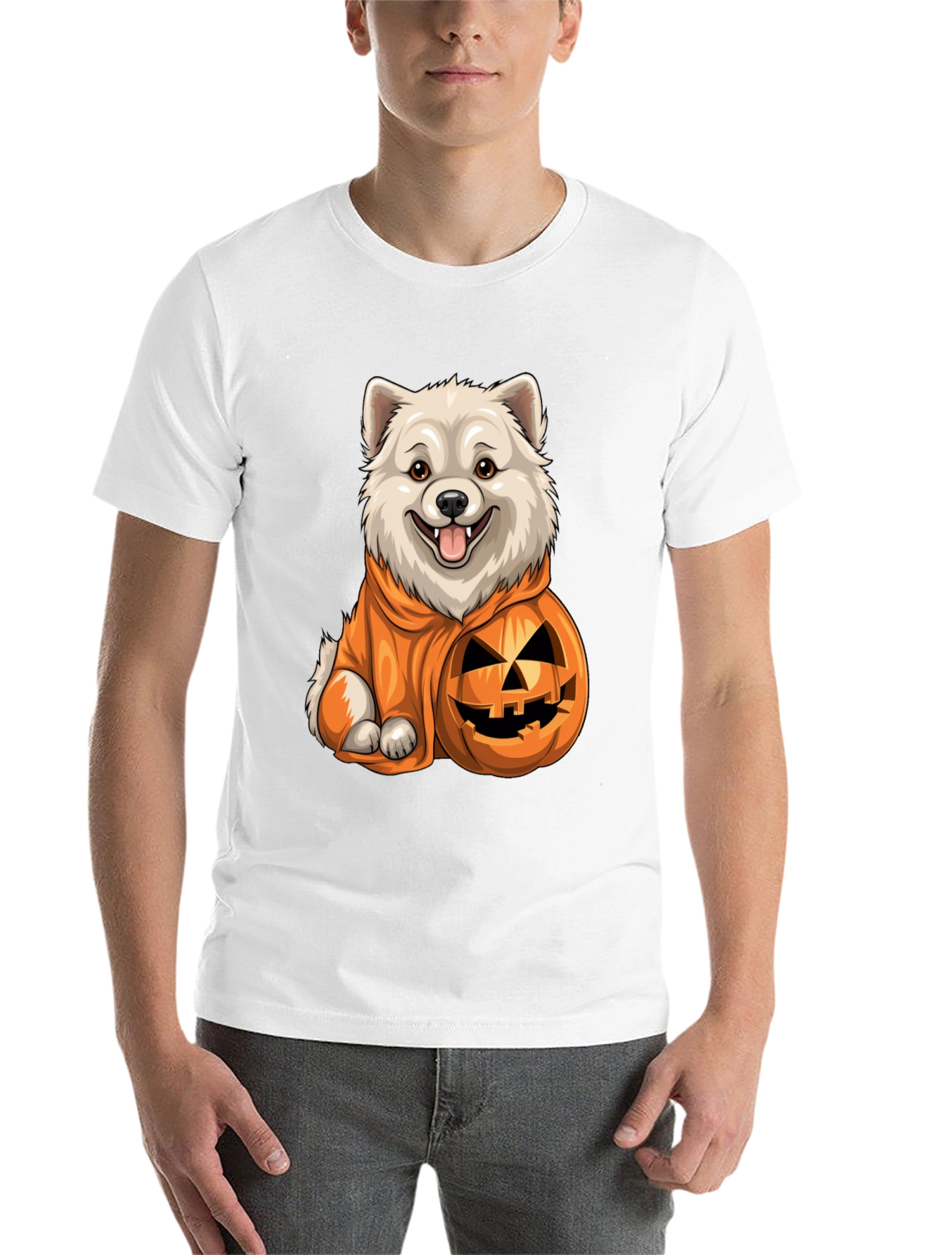 Black Dog in Pumpkin Costume T-Shirt view 14